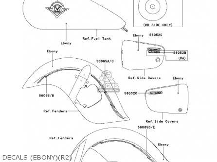 DECALS (EBONY)(R2) - VN1500R2 VULCAN 1500 DRIFTER 2002 USA CALIFORNIA CANADA