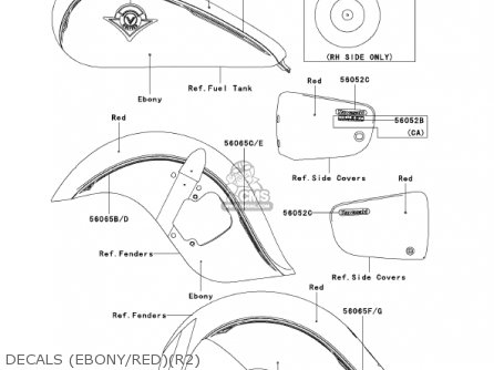 DECALS (EBONY/RED)(R2) - VN1500R2 VULCAN 1500 DRIFTER 2002 USA CALIFORNIA CANADA