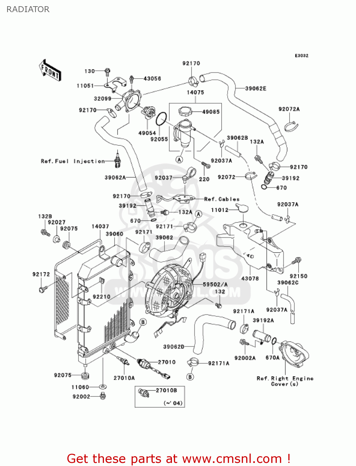 RADIATOR VN1500R3 VULCAN 1500 DRIFTER 2003 USA CALIFORNIA CANADA