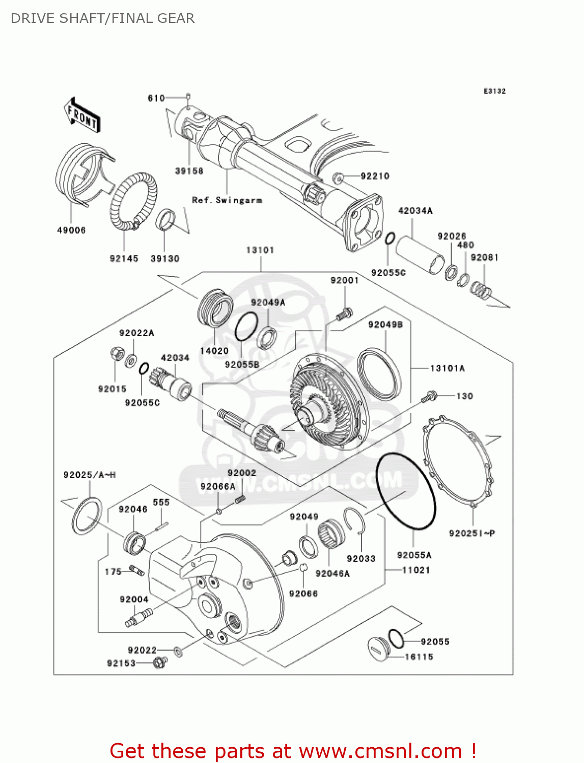 DRIVE SHAFT/FINAL GEAR VN1500R3 VULCAN 1500 DRIFTER 2003 USA CALIFORNIA CANADA