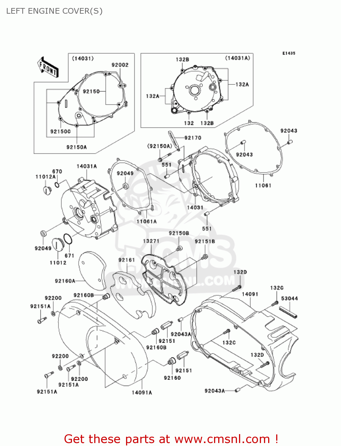 LEFT ENGINE COVER(S) VN1500R3 VULCAN 1500 DRIFTER 2003 USA CALIFORNIA CANADA