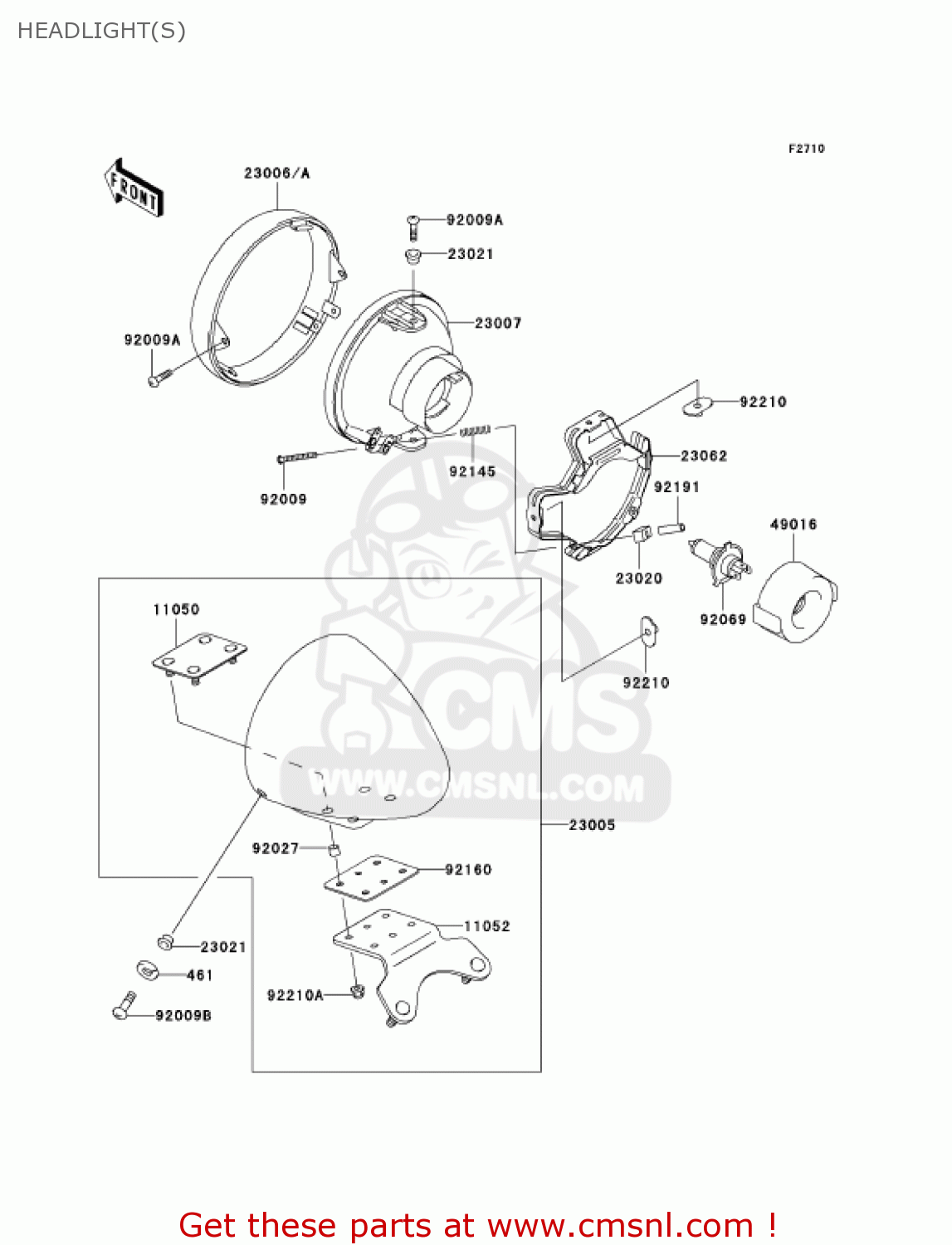 HEADLIGHT(S) VN1500R3 VULCAN 1500 DRIFTER 2003 USA CALIFORNIA CANADA