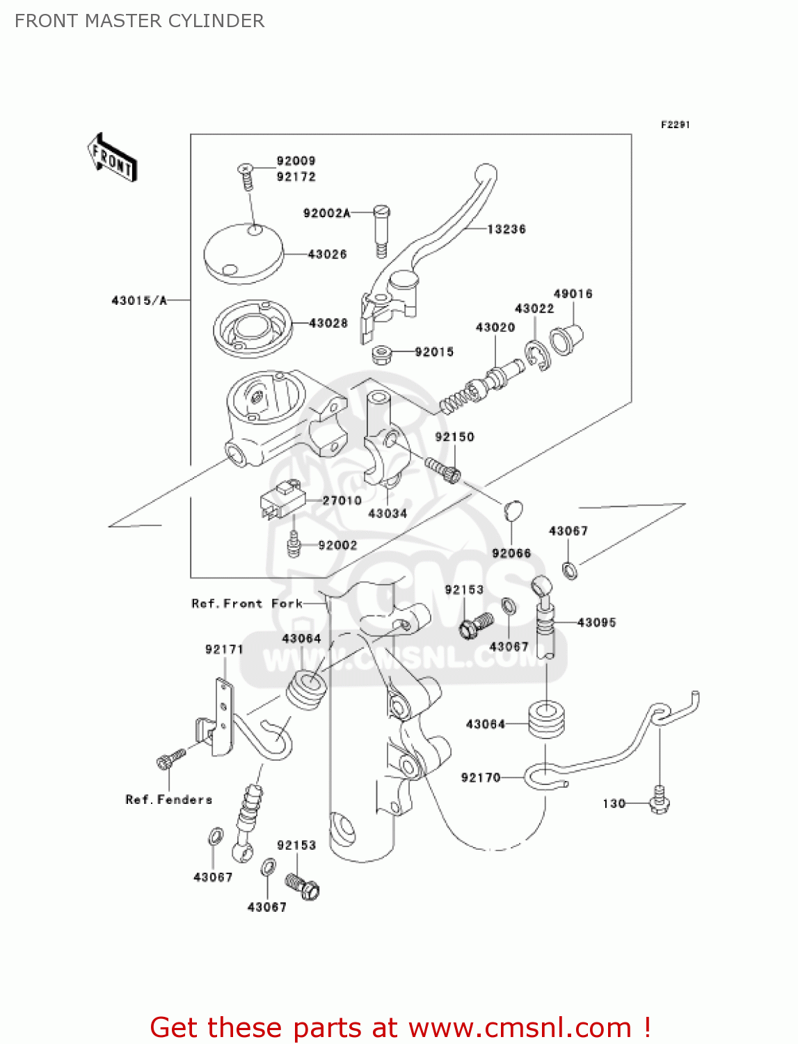 FRONT MASTER CYLINDER VN1500R4 VULCAN 1500 DRIFTER 2004 USA CALIFORNIA