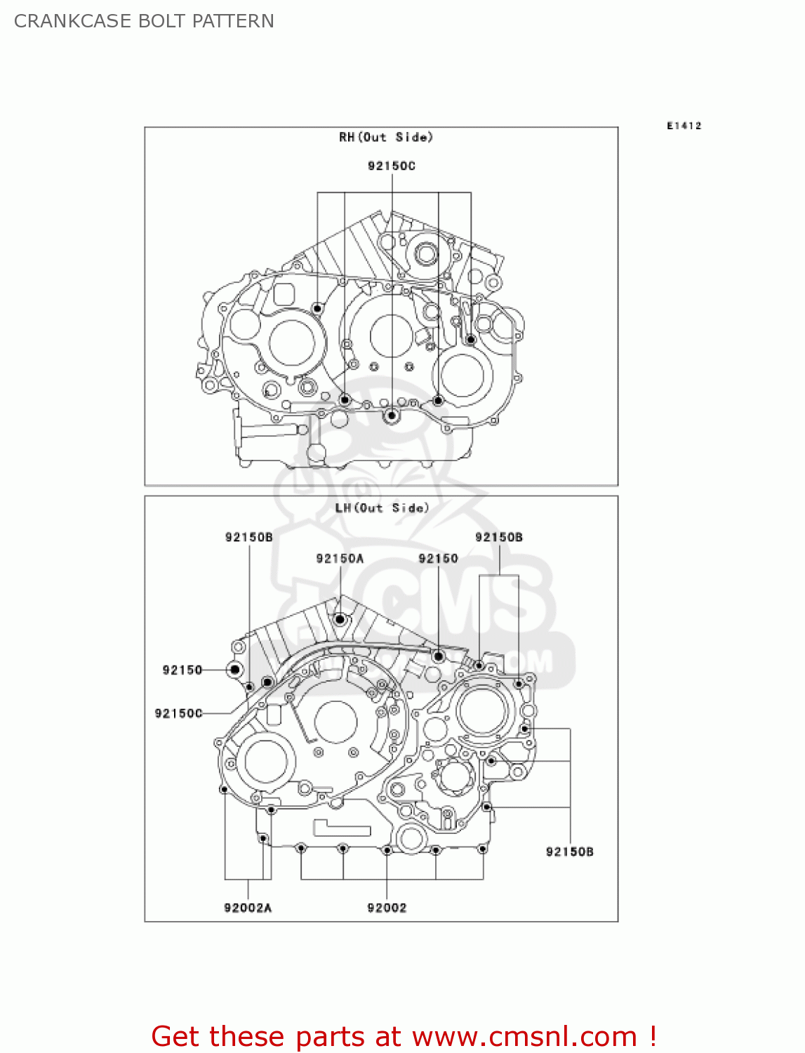 CRANKCASE BOLT PATTERN VN1500R4 VULCAN 1500 DRIFTER 2004 USA CALIFORNIA