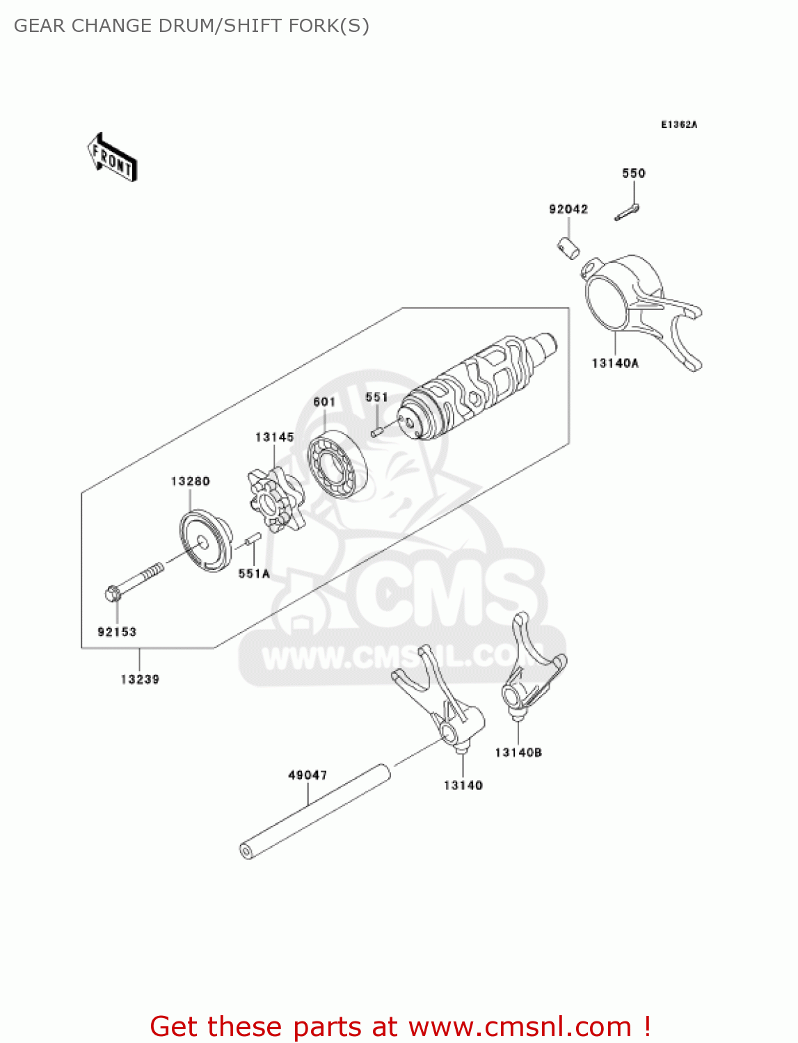 GEAR CHANGE DRUM/SHIFT FORK(S) VN1500R4 VULCAN 1500 DRIFTER 2004 USA CALIFORNIA