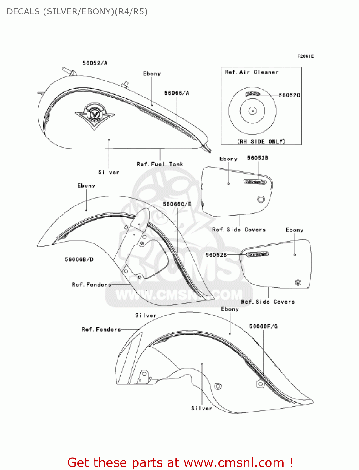 DECALS (SILVER/EBONY)(R4/R5) VN1500R4 VULCAN 1500 DRIFTER 2004 USA CALIFORNIA