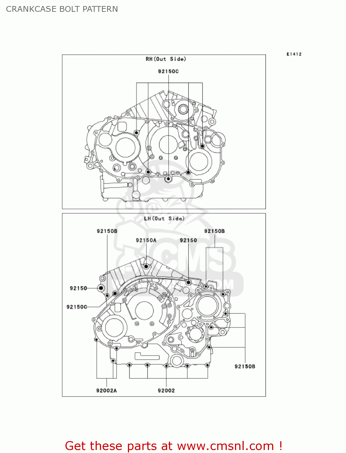CRANKCASE BOLT PATTERN VN1500R5 VULCAN 1500 DRIFTER 2005 USA CALIFORNIA
