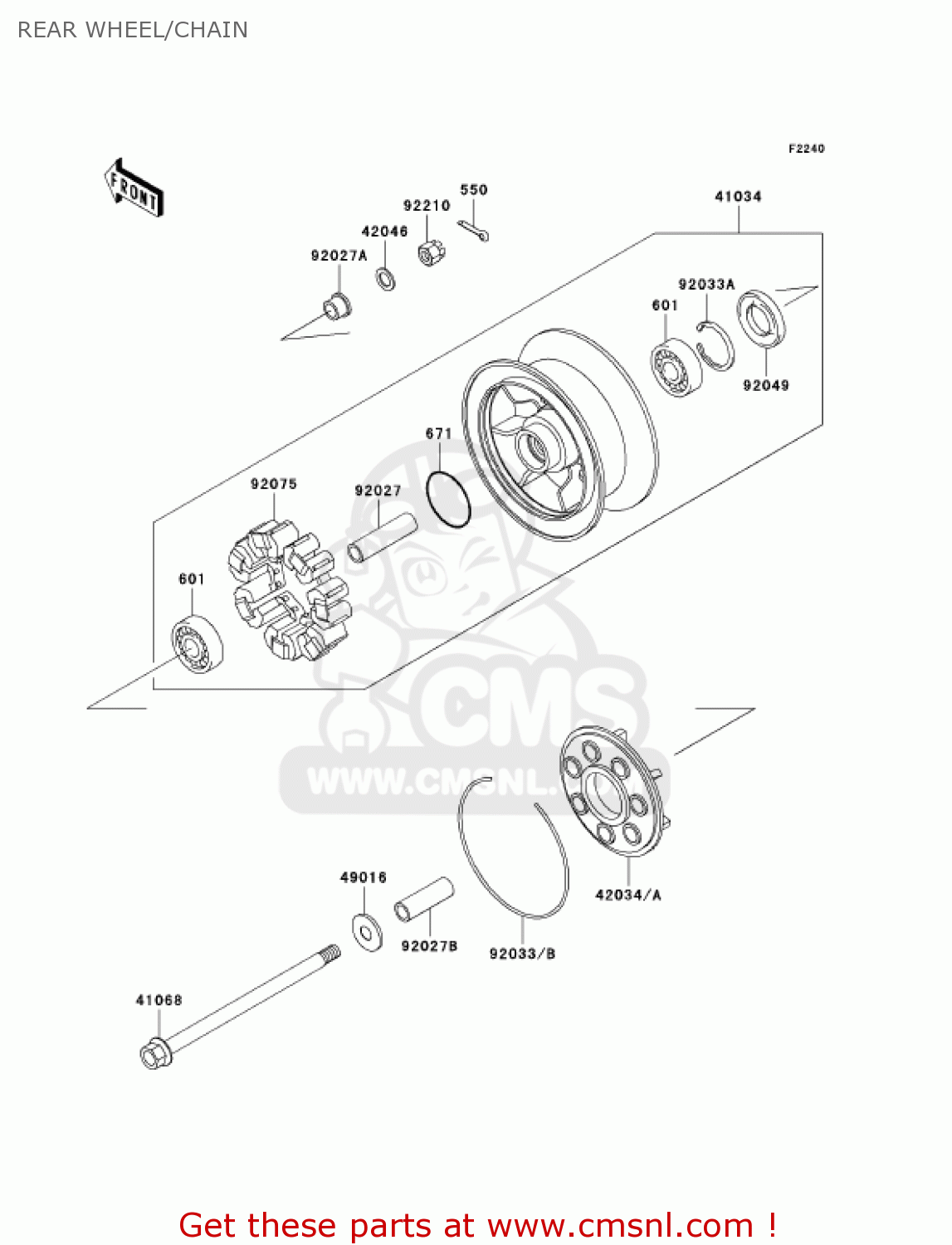 REAR WHEEL/CHAIN VN1500R5 VULCAN 1500 DRIFTER 2005 USA CALIFORNIA