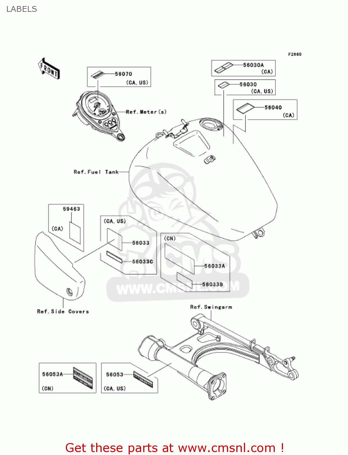 LABELS VN1500T6F VULCAN 1500 CLASSIC 2006 USA CALIFORNIA CANADA