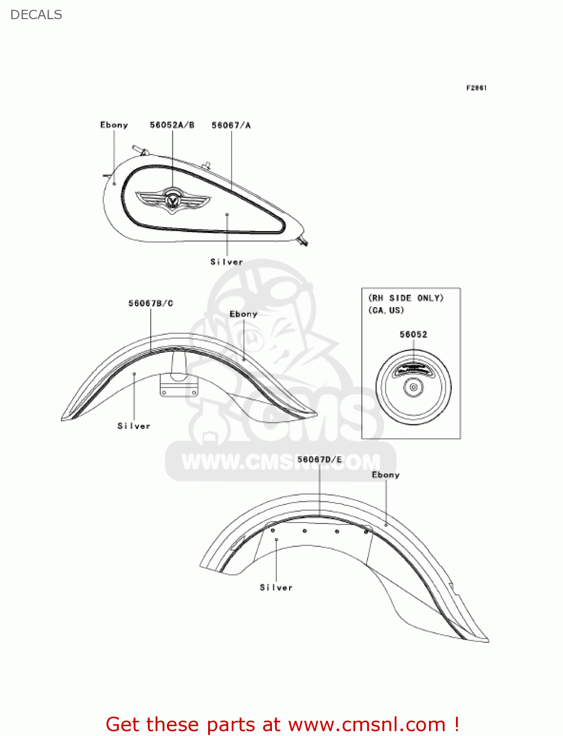 DECALS VN1500T6F VULCAN 1500 CLASSIC 2006 USA CALIFORNIA CANADA