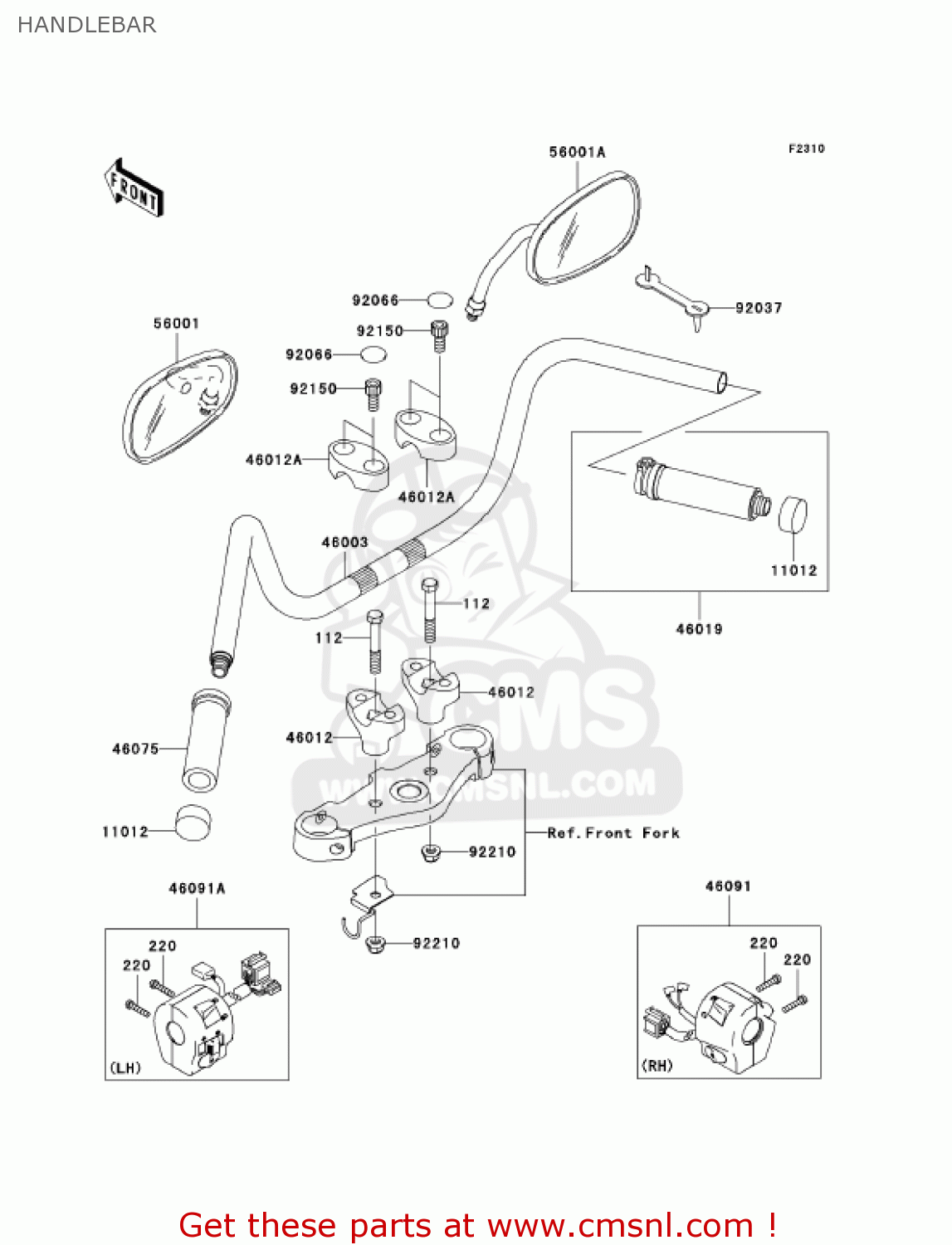 HANDLEBAR VN1500T6F VULCAN 1500 CLASSIC 2006 USA CALIFORNIA CANADA