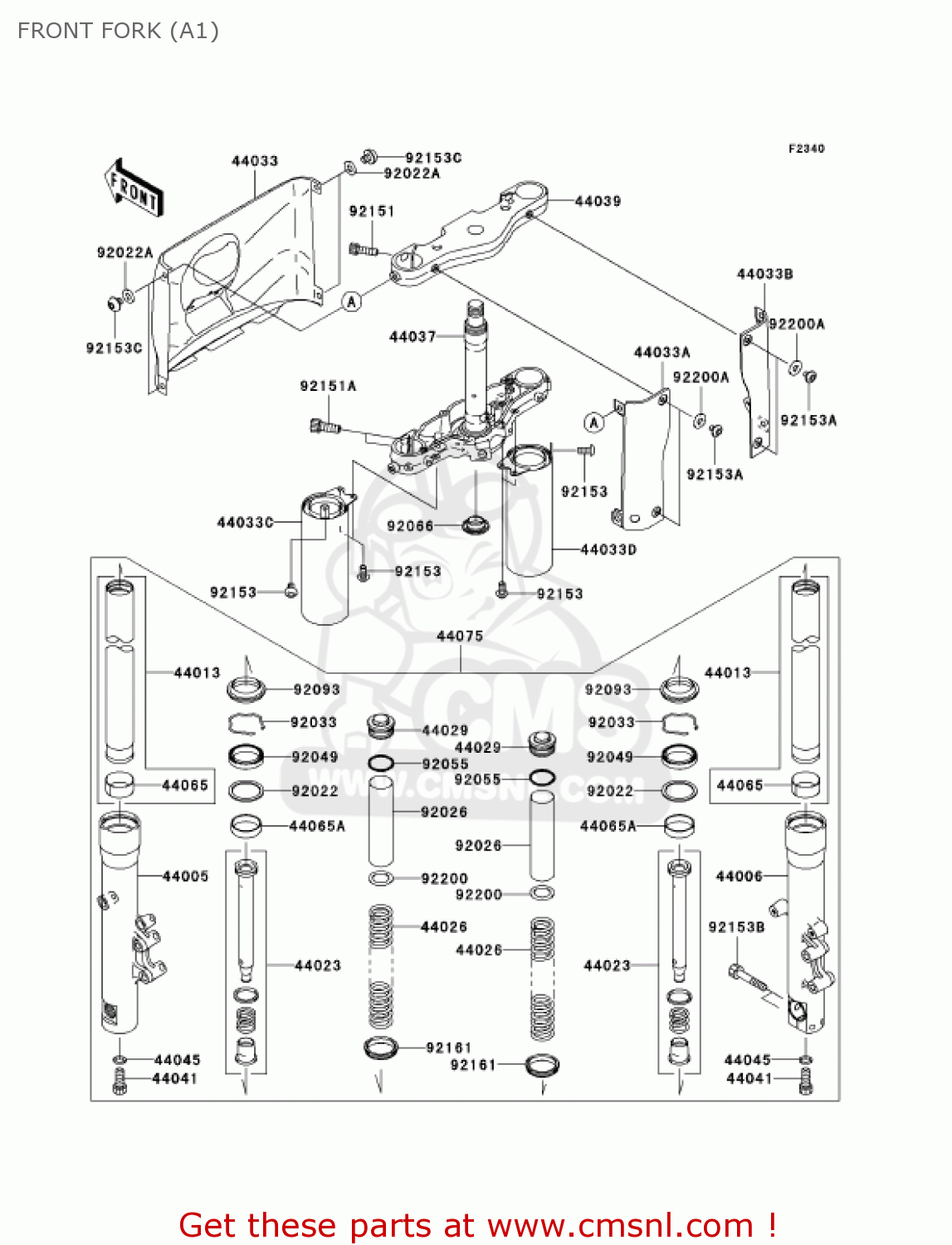 FRONT FORK (A1) VN1600A1 VULCAN 1600 CLASSIC 2003 USA CALIFORNIA CANADA