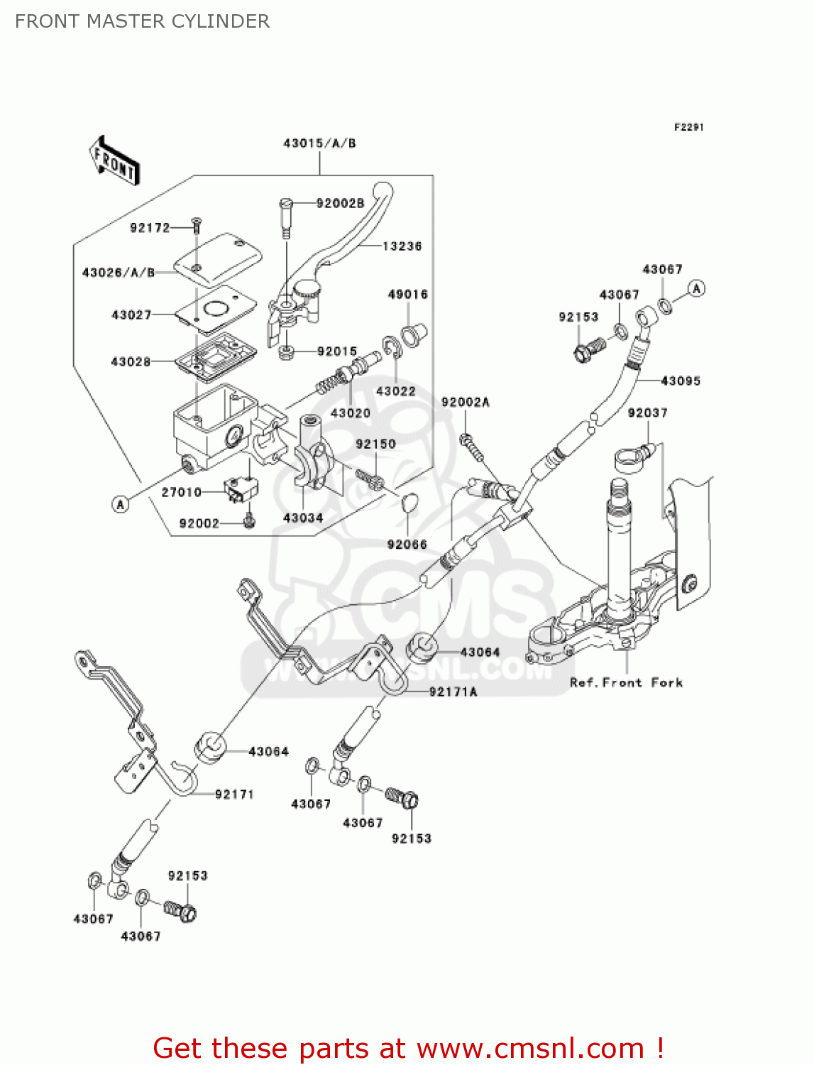 FRONT MASTER CYLINDER VN1600A1 VULCAN 1600 CLASSIC 2003 USA CALIFORNIA CANADA