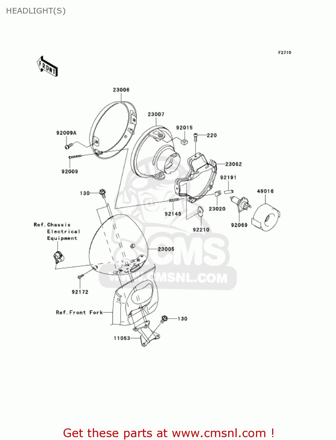 HEADLIGHT(S) VN1600A1 VULCAN 1600 CLASSIC 2003 USA CALIFORNIA CANADA