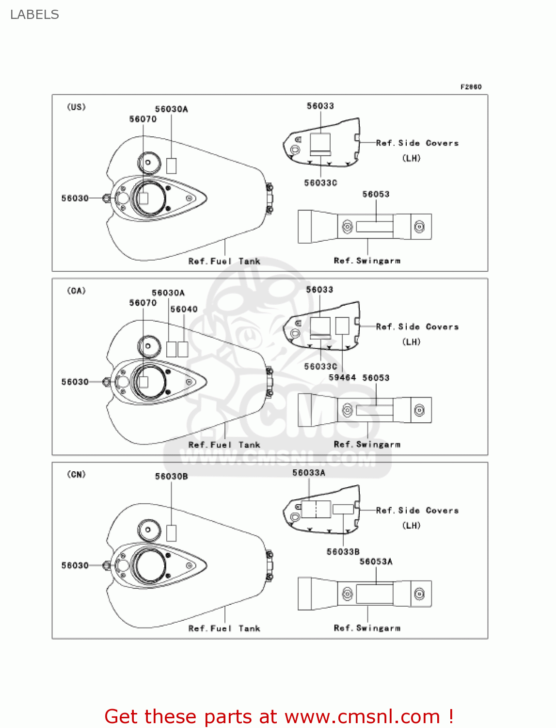 LABELS VN1600A1 VULCAN 1600 CLASSIC 2003 USA CALIFORNIA CANADA