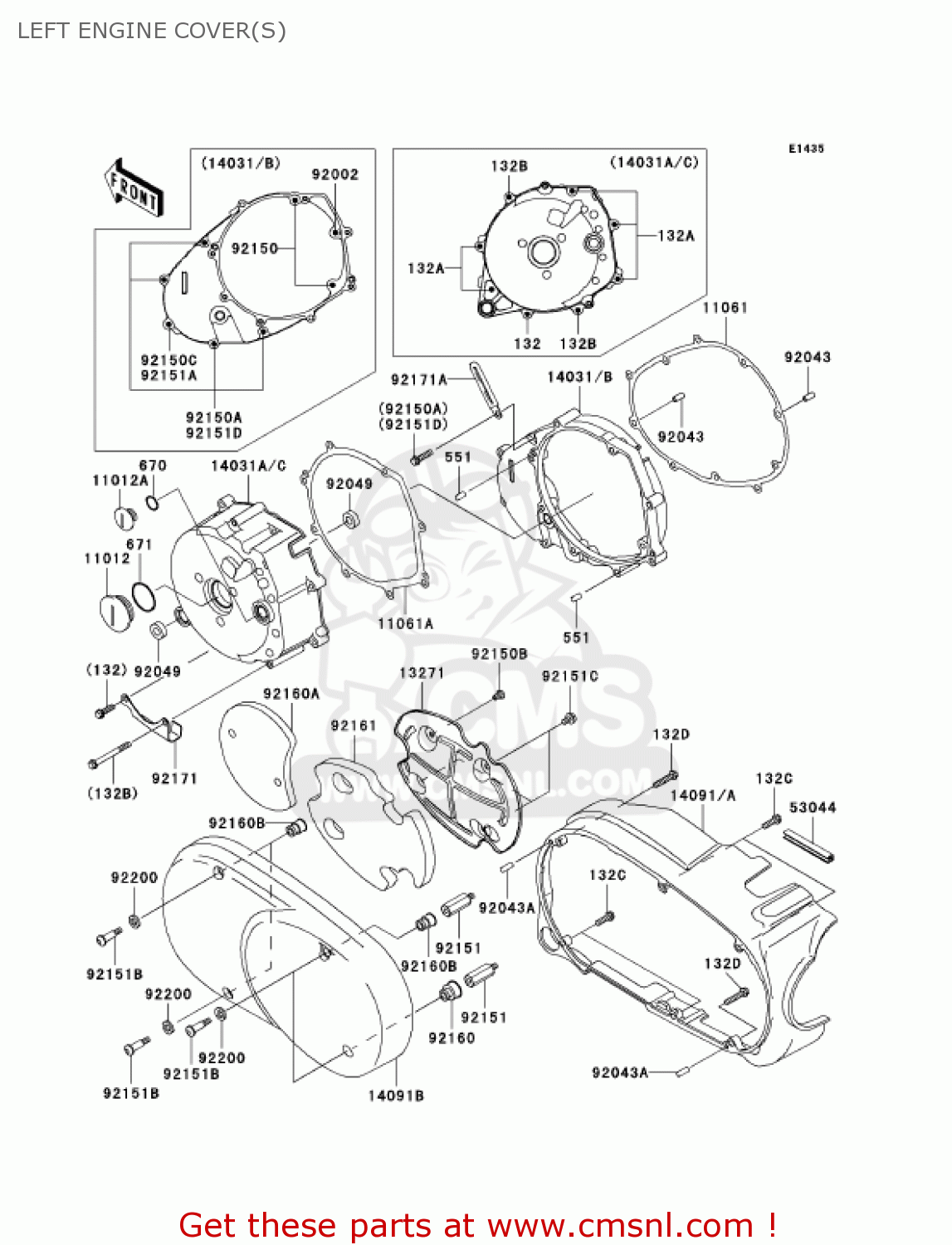 LEFT ENGINE COVER(S) VN1600A1 VULCAN 1600 CLASSIC 2003 USA CALIFORNIA CANADA