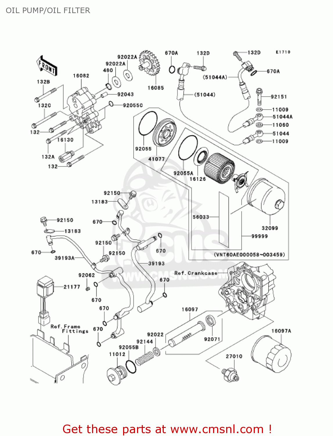 OIL PUMP/OIL FILTER VN1600A1 VULCAN 1600 CLASSIC 2003 USA CALIFORNIA CANADA