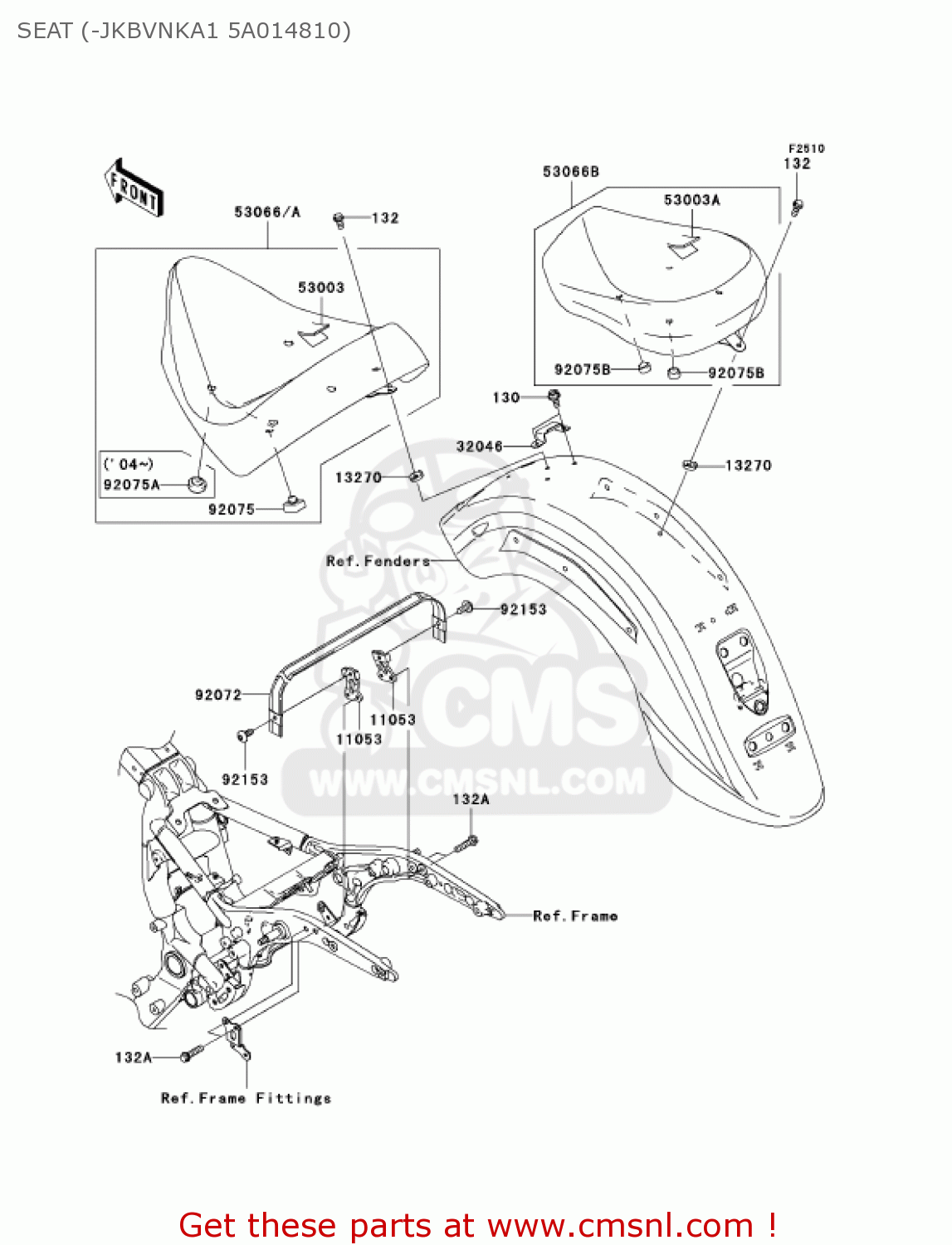 SEAT (-JKBVNKA1 5A014810) VN1600A2 VULCAN 1600 CLASSIC 2004 USA CALIFORNIA CANADA