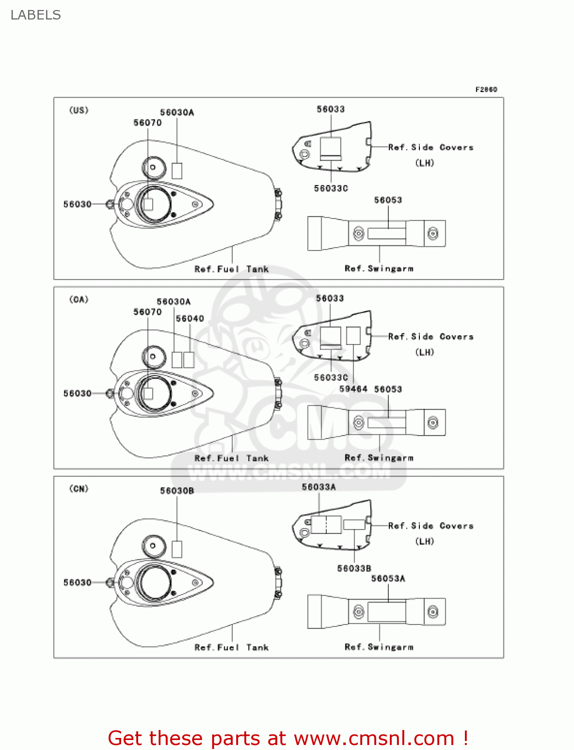 LABELS VN1600A2 VULCAN 1600 CLASSIC 2004 USA CALIFORNIA CANADA