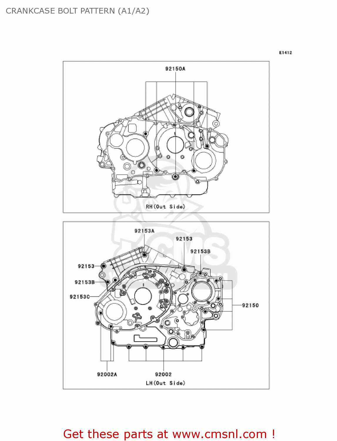 CRANKCASE BOLT PATTERN (A1/A2) VN1600A2 VULCAN 1600 CLASSIC 2004 USA CALIFORNIA CANADA