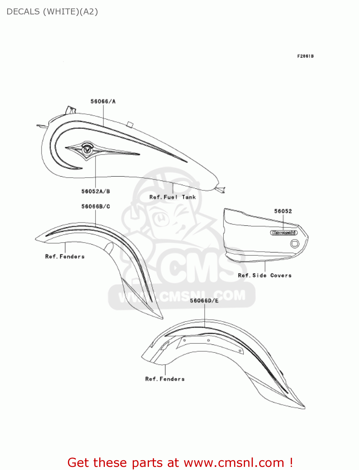DECALS (WHITE)(A2) VN1600A2 VULCAN 1600 CLASSIC 2004 USA CALIFORNIA CANADA