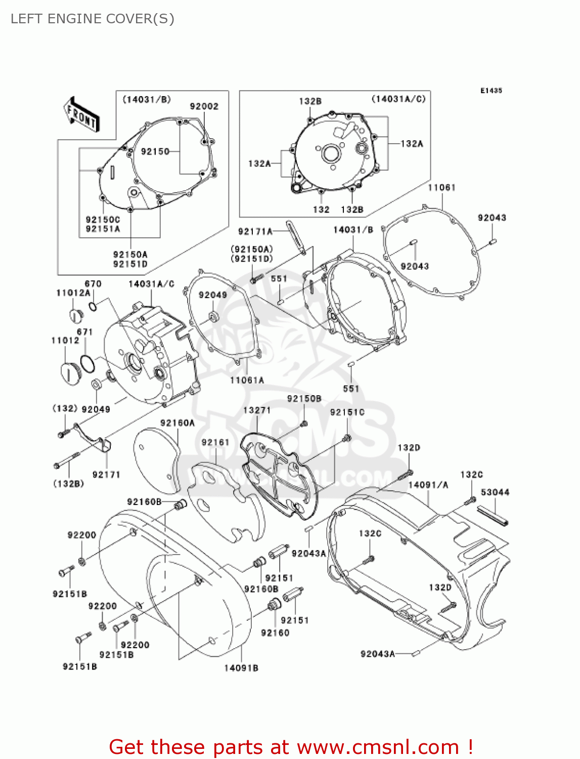 LEFT ENGINE COVER(S) VN1600A2 VULCAN 1600 CLASSIC 2004 USA CALIFORNIA CANADA