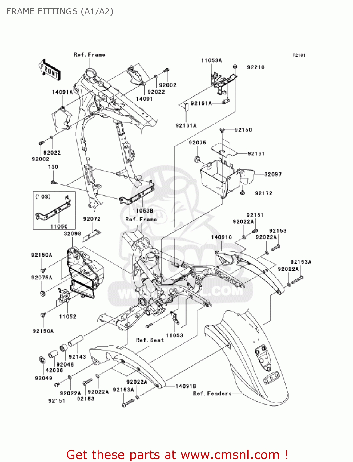 FRAME FITTINGS (A1/A2) VN1600A2 VULCAN 1600 CLASSIC 2004 USA CALIFORNIA CANADA