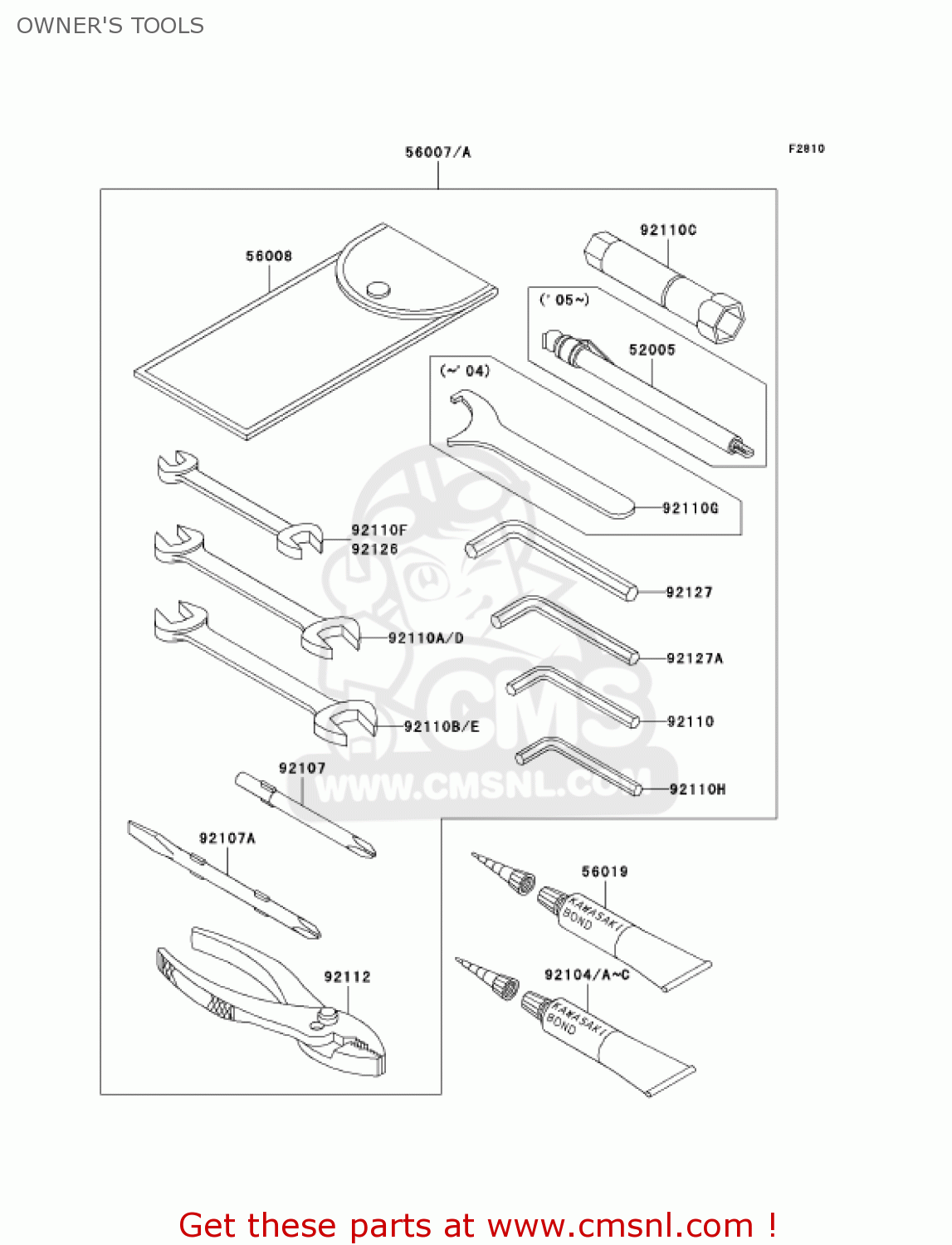 OWNER'S TOOLS VN1600A2 VULCAN 1600 CLASSIC 2004 USA CALIFORNIA CANADA