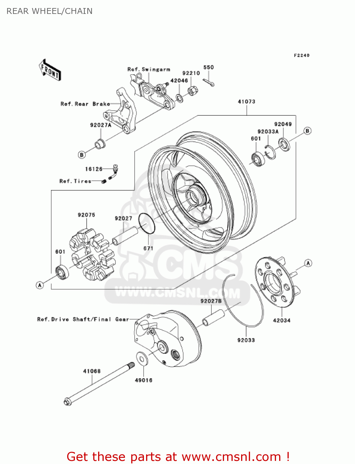 REAR WHEEL/CHAIN VN1600A2 VULCAN 1600 CLASSIC 2004 USA CALIFORNIA CANADA