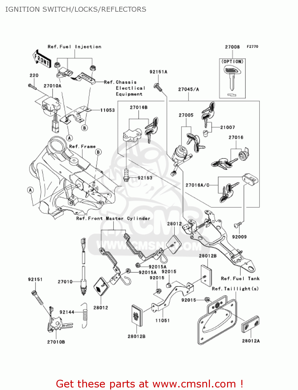 IGNITION SWITCH/LOCKS/REFLECTORS VN1600A3 VULCAN 1600 CLASSIC 2005 USA CALIFORNIA CANADA