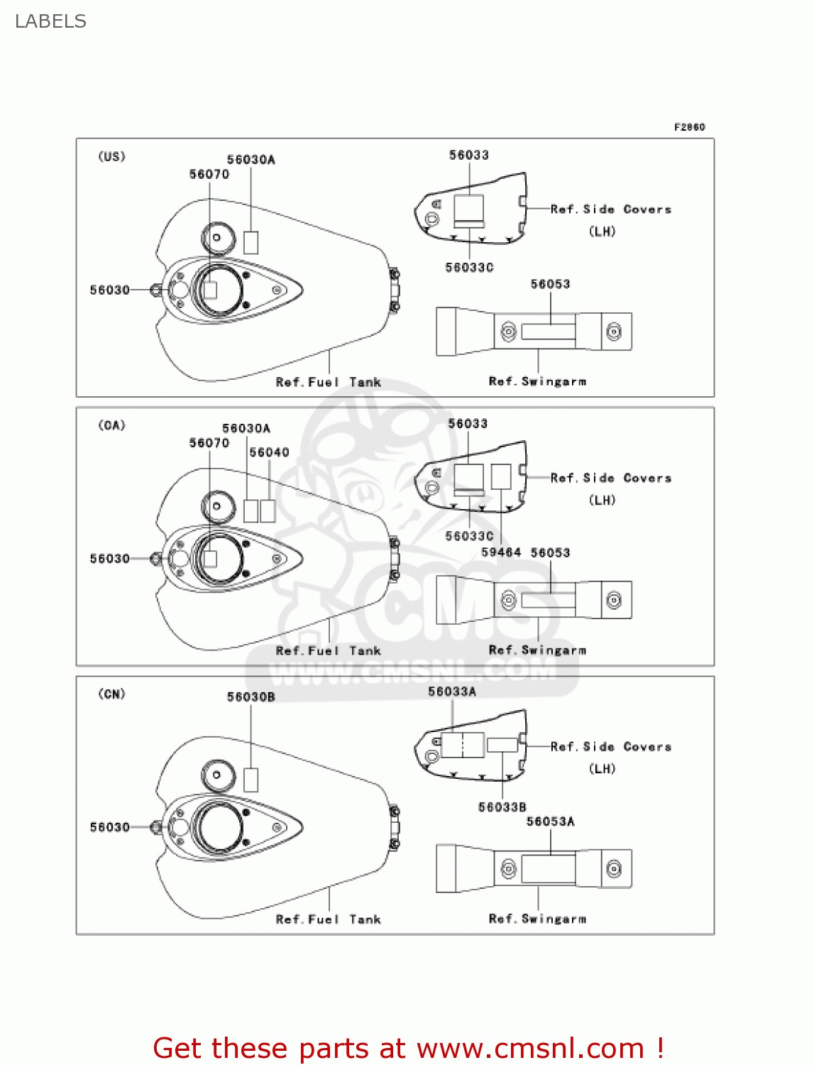 LABELS VN1600A3 VULCAN 1600 CLASSIC 2005 USA CALIFORNIA CANADA