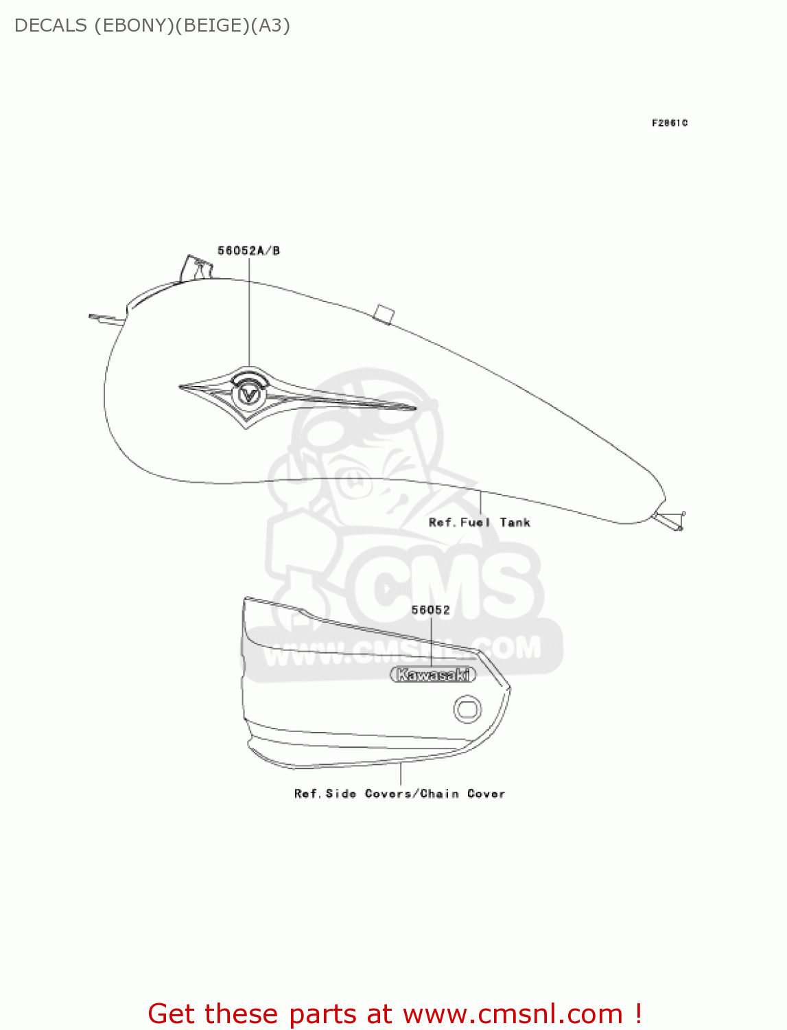 DECALS (EBONY)(BEIGE)(A3) VN1600A3 VULCAN 1600 CLASSIC 2005 USA CALIFORNIA CANADA