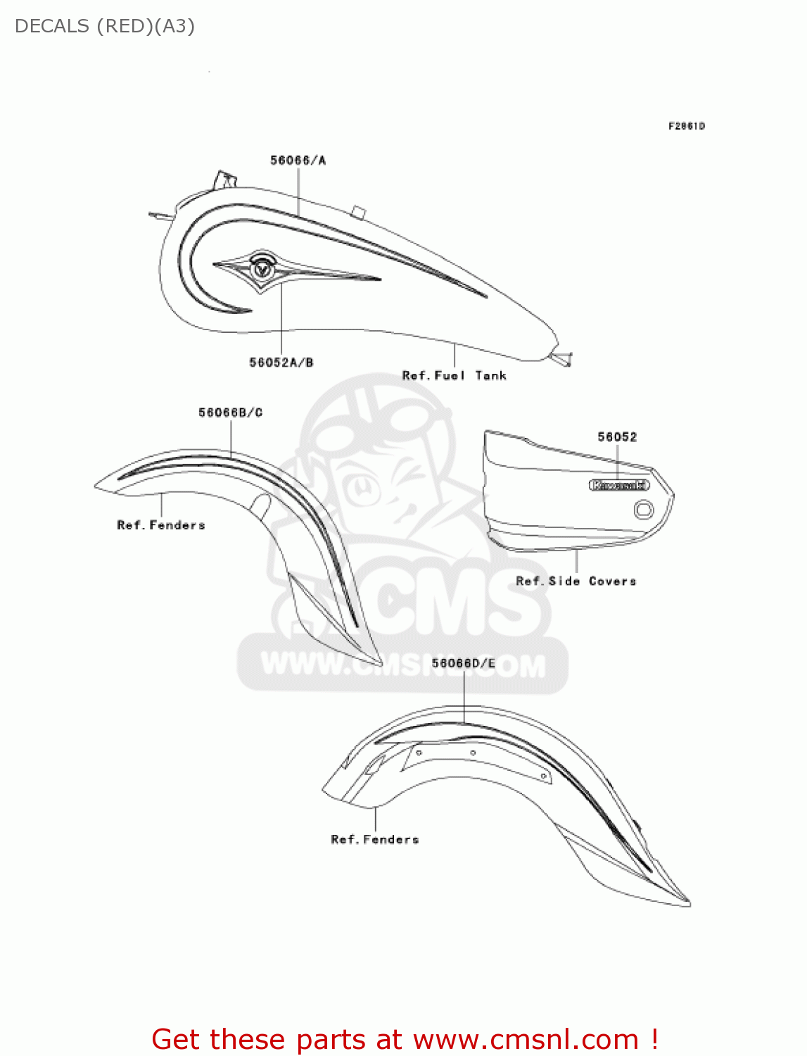 DECALS (RED)(A3) VN1600A3 VULCAN 1600 CLASSIC 2005 USA CALIFORNIA CANADA