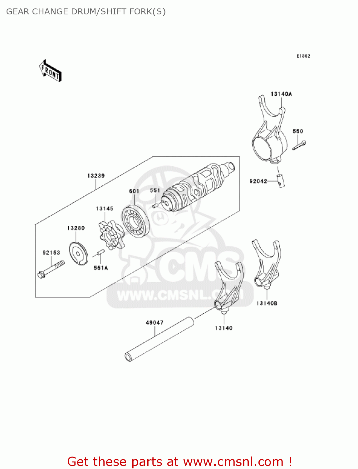 GEAR CHANGE DRUM/SHIFT FORK(S) VN1600A3 VULCAN 1600 CLASSIC 2005 USA CALIFORNIA CANADA