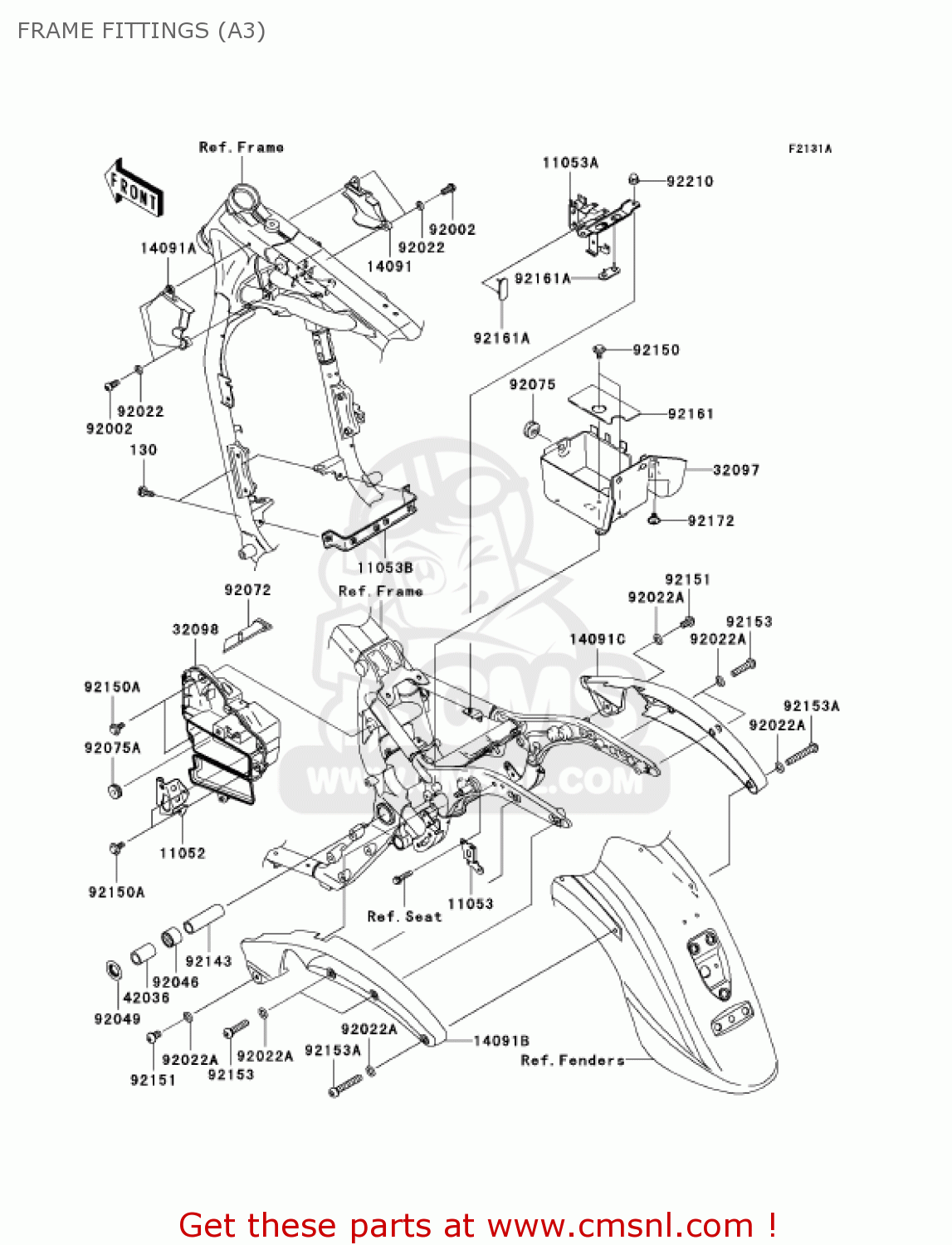 FRAME FITTINGS (A3) VN1600A3 VULCAN 1600 CLASSIC 2005 USA CALIFORNIA CANADA