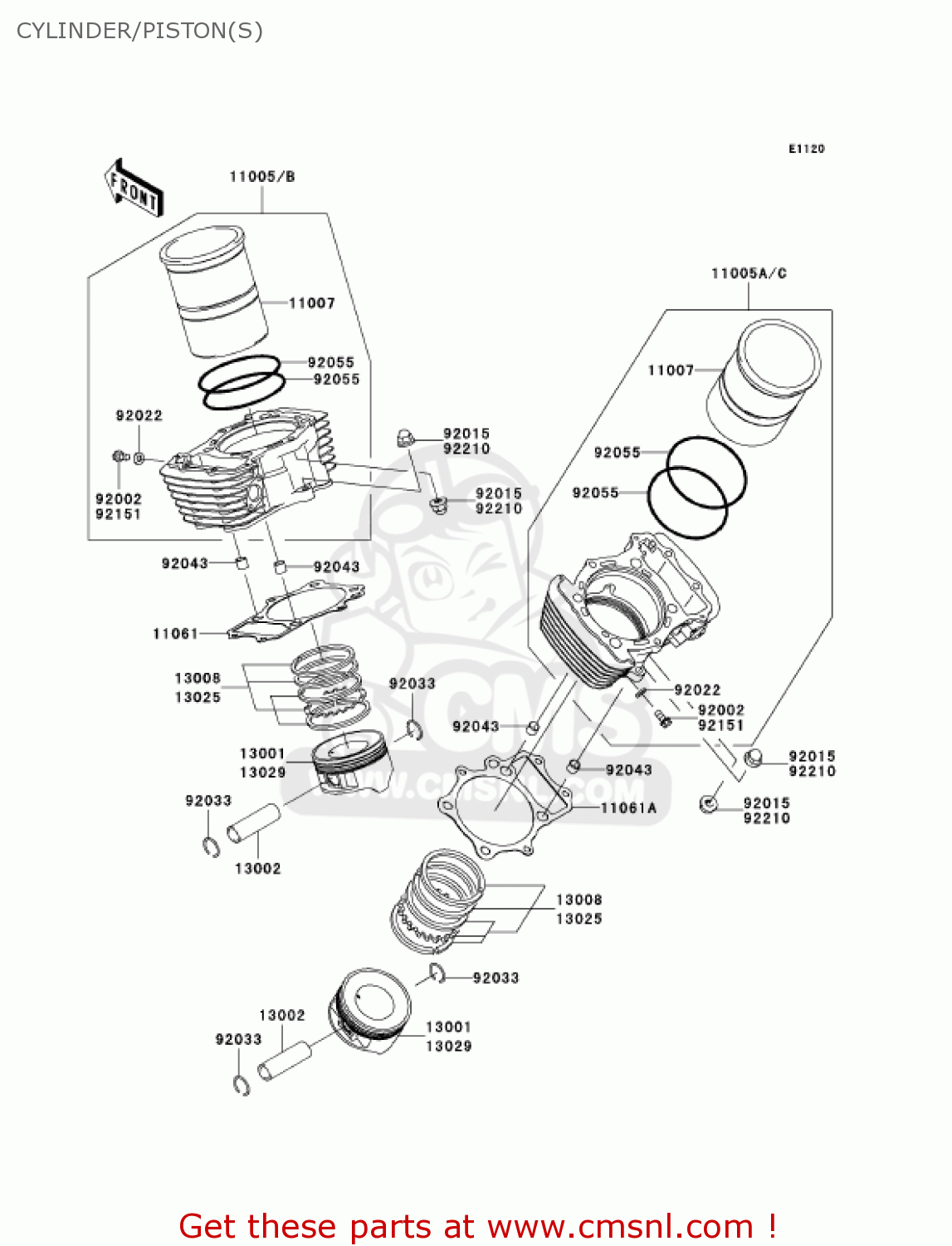 CYLINDER/PISTON(S) VN1600A3 VULCAN 1600 CLASSIC 2005 USA CALIFORNIA CANADA