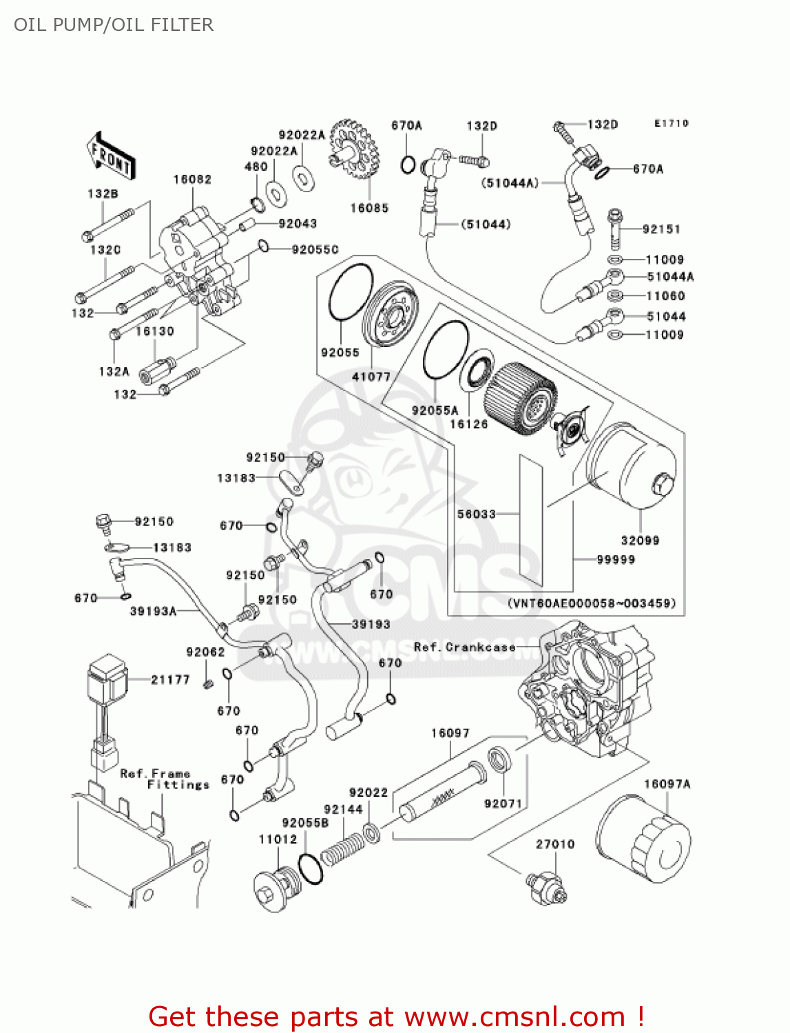 OIL PUMP/OIL FILTER VN1600A3 VULCAN 1600 CLASSIC 2005 USA CALIFORNIA CANADA