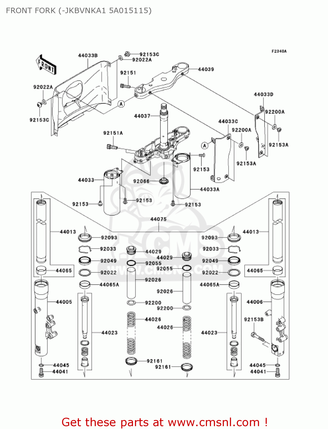 FRONT FORK (-JKBVNKA1 5A015115) VN1600A3 VULCAN 1600 CLASSIC 2005 USA CALIFORNIA CANADA