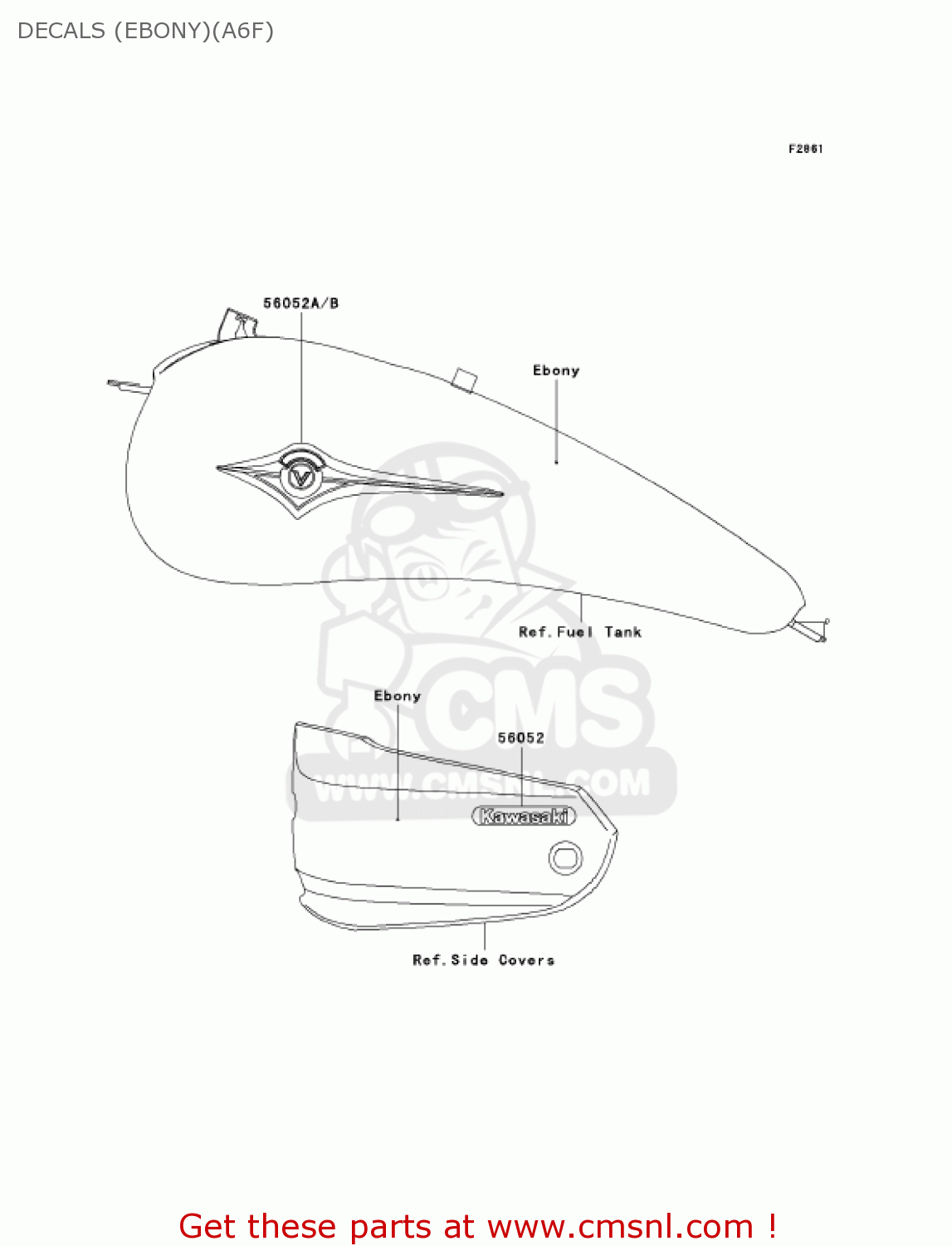 DECALS (EBONY)(A6F) VN1600A6F VULCAN 1600 CLASSIC 2006 USA CALIFORNIA CANADA