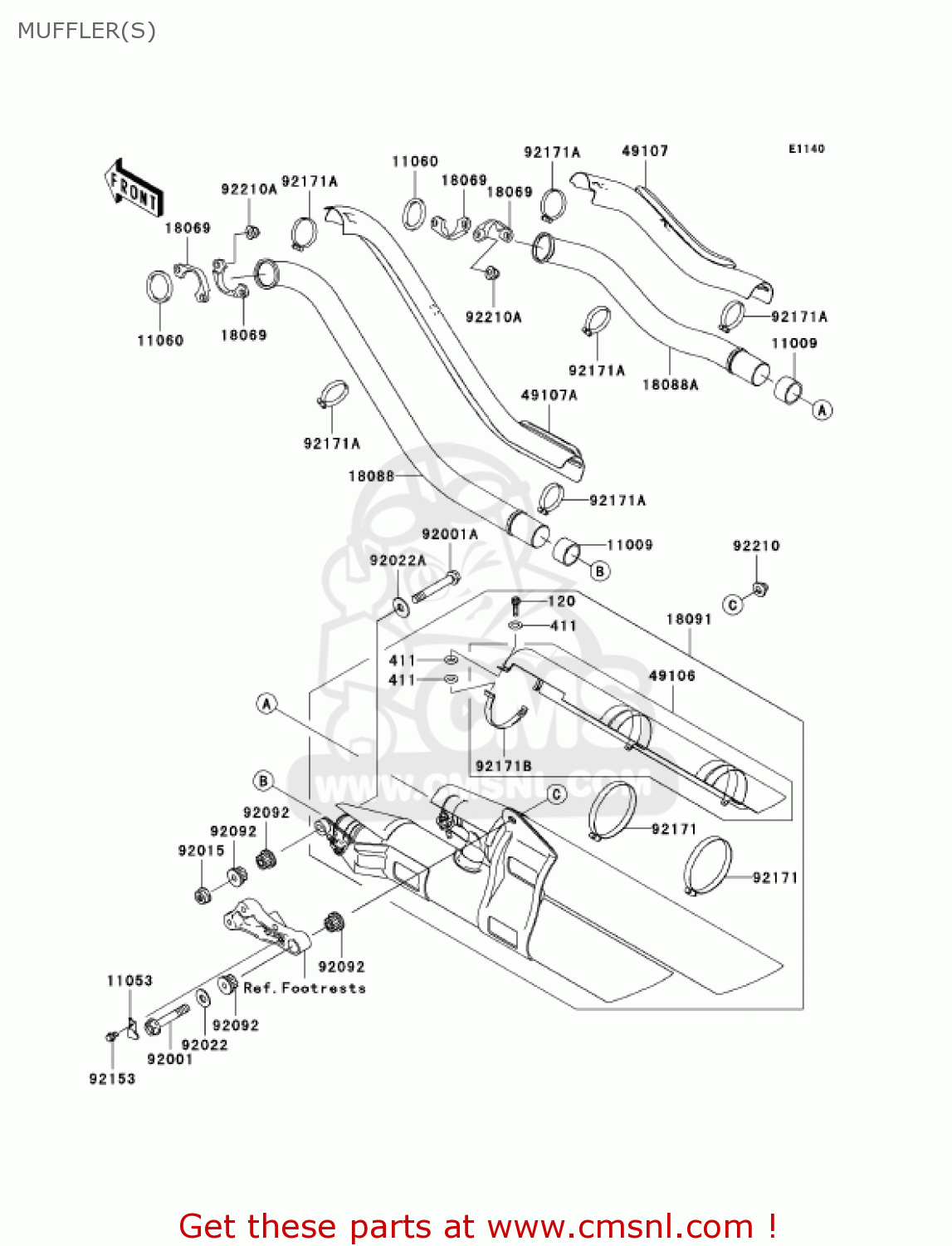 MUFFLER(S) VN1600A6F VULCAN 1600 CLASSIC 2006 USA CALIFORNIA CANADA