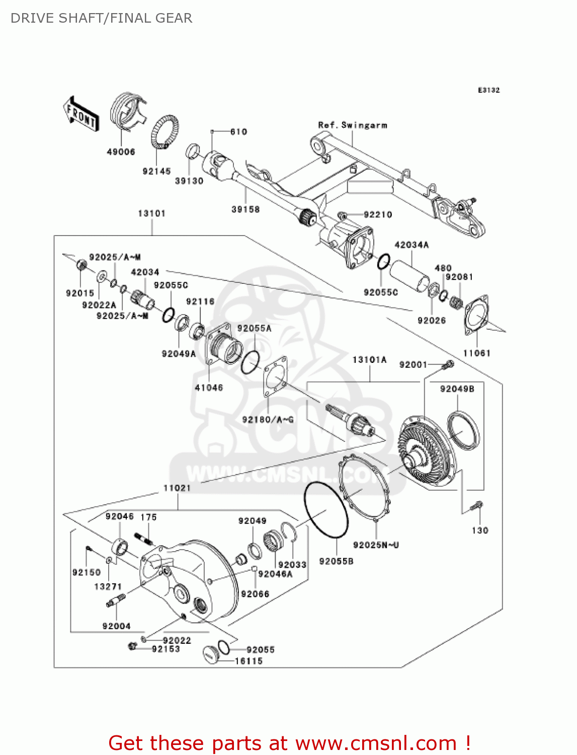 DRIVE SHAFT/FINAL GEAR VN1600A7F VULCAN 1600 CLASSIC 2007 USA CALIFORNIA CANADA
