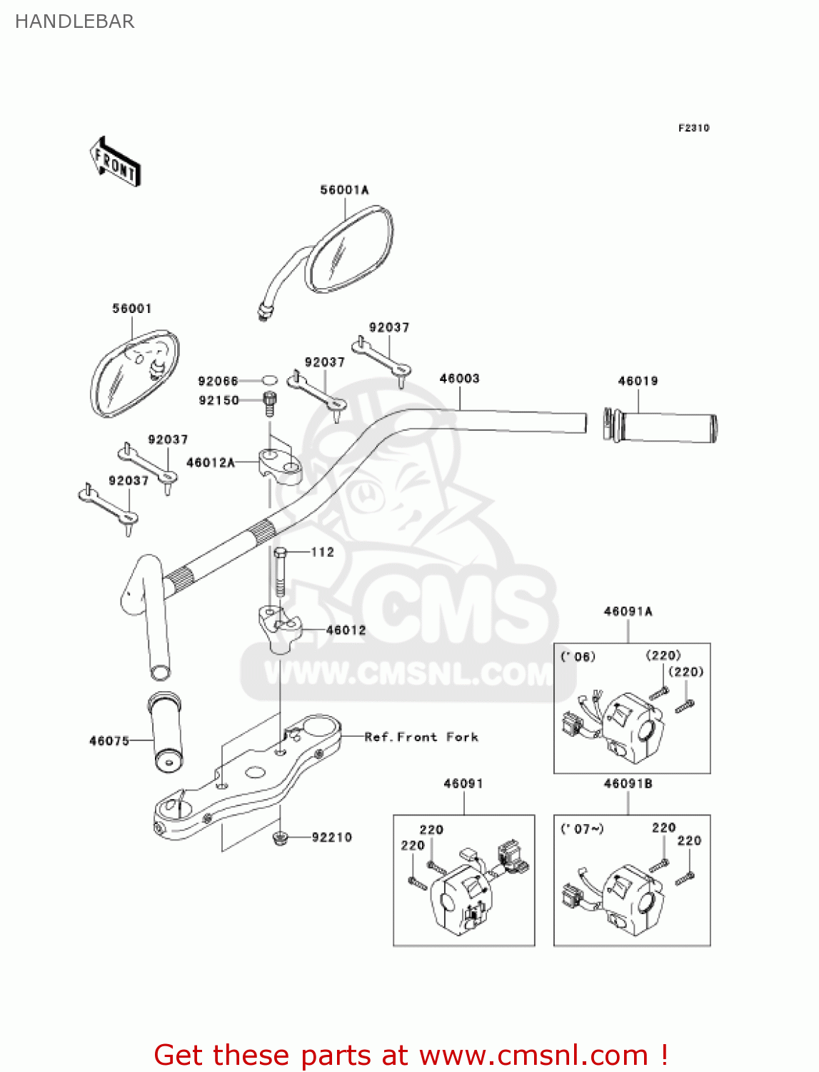 HANDLEBAR VN1600A7F VULCAN 1600 CLASSIC 2007 USA CALIFORNIA CANADA