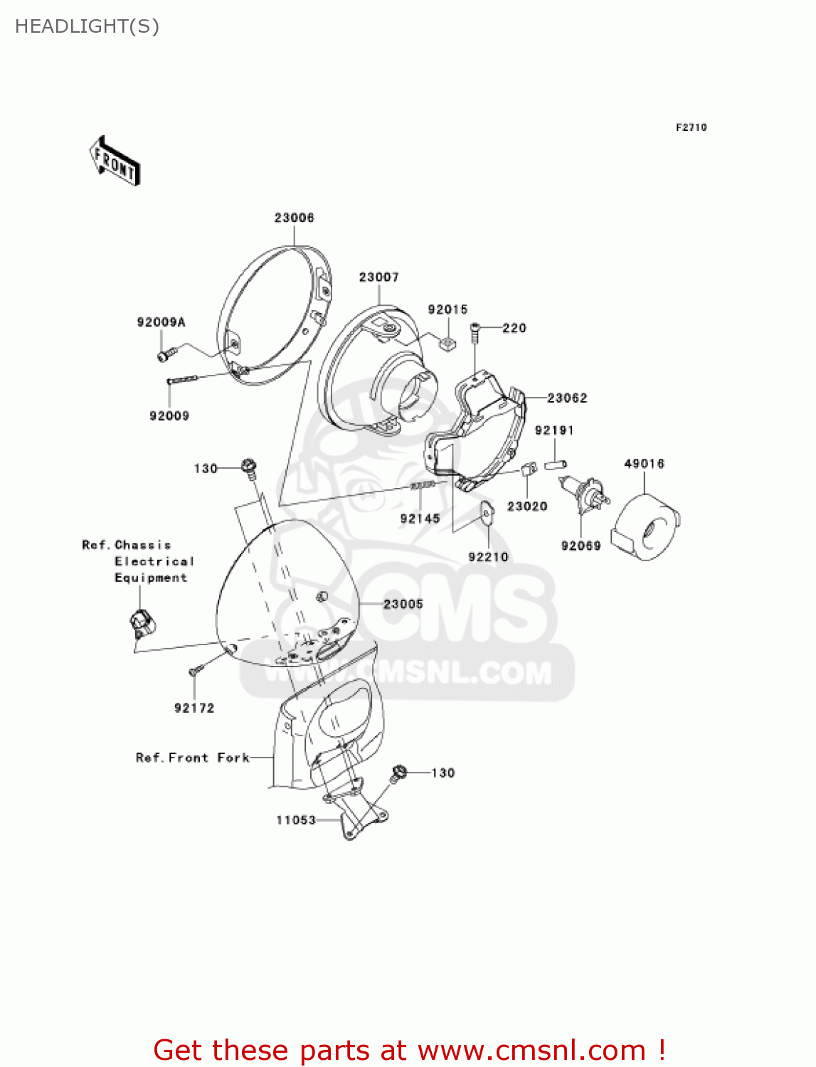 HEADLIGHT(S) VN1600A7F VULCAN 1600 CLASSIC 2007 USA CALIFORNIA CANADA