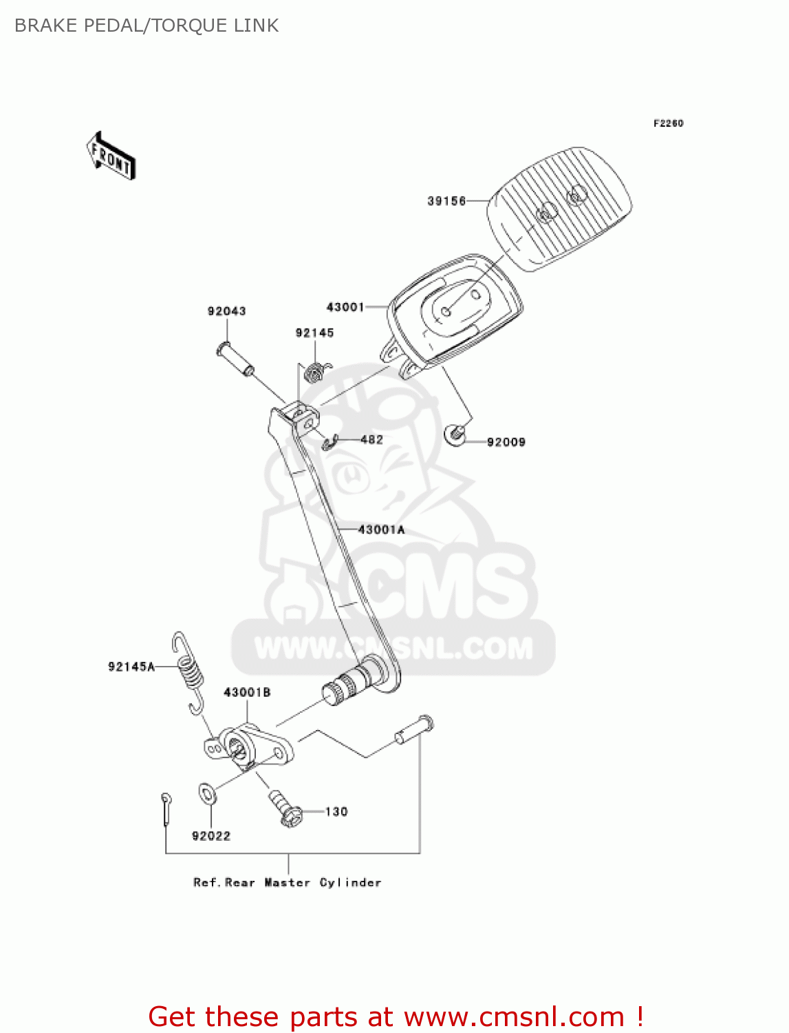 BRAKE PEDAL/TORQUE LINK VN1600A7F VULCAN 1600 CLASSIC 2007 USA CALIFORNIA CANADA
