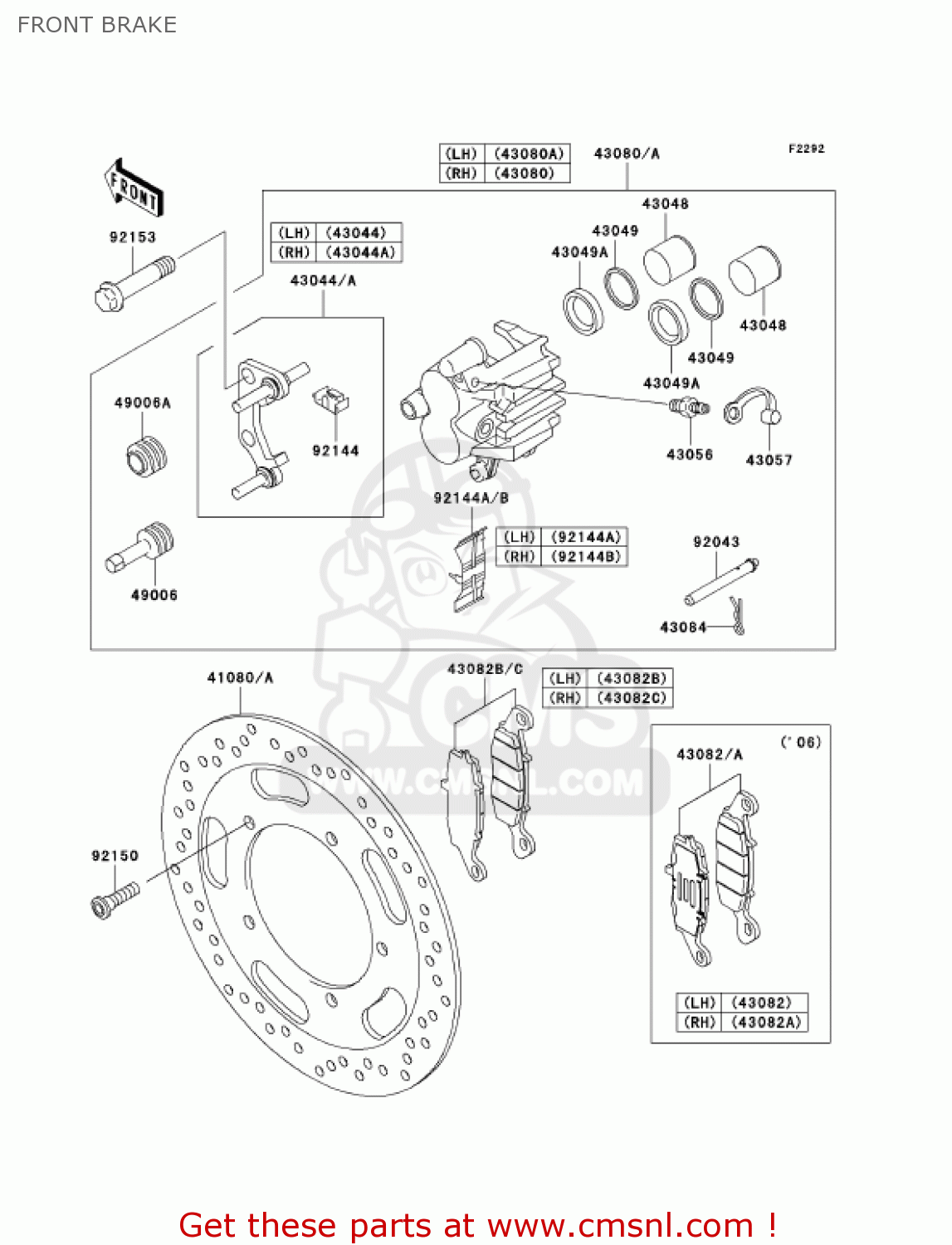 FRONT BRAKE VN1600A7F VULCAN 1600 CLASSIC 2007 USA CALIFORNIA CANADA