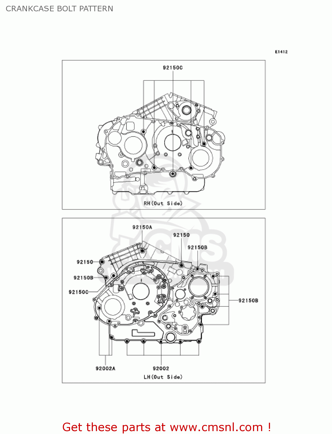 CRANKCASE BOLT PATTERN VN1600A7F VULCAN 1600 CLASSIC 2007 USA CALIFORNIA CANADA