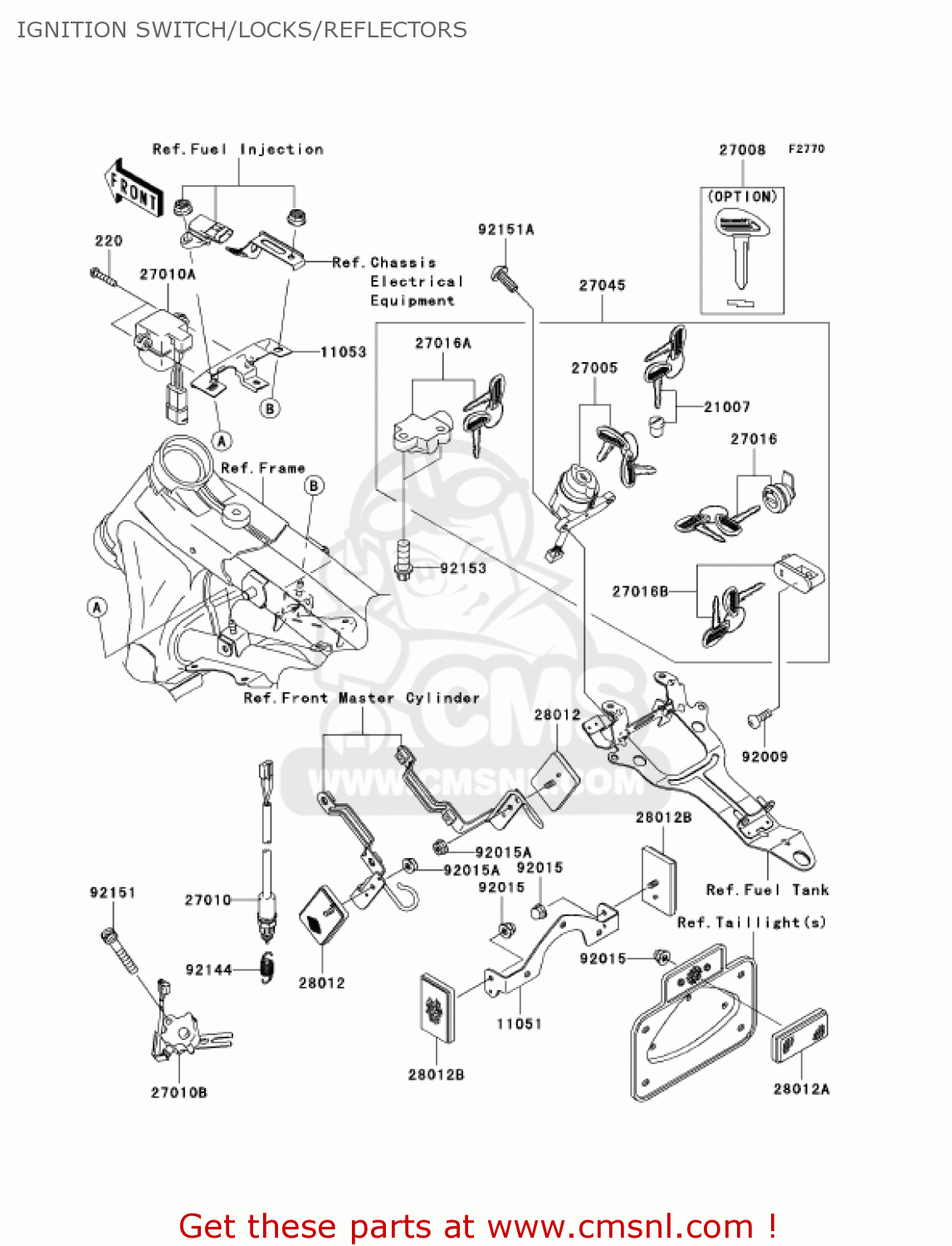 IGNITION SWITCH/LOCKS/REFLECTORS VN1600A7FA VULCAN 1600 CLASSIC 2007 USA CALIFORNIA