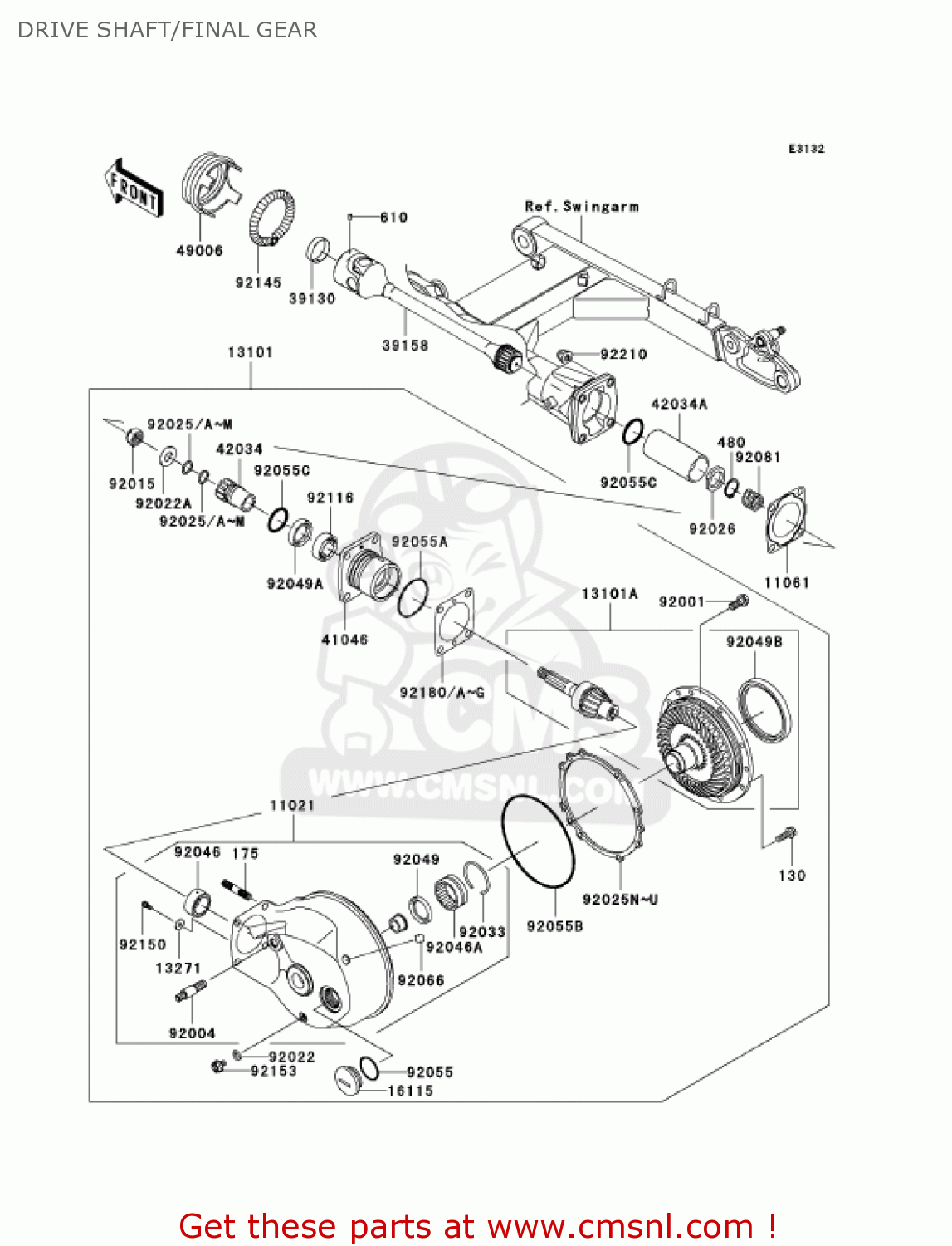 DRIVE SHAFT/FINAL GEAR VN1600A7FA VULCAN 1600 CLASSIC 2007 USA CALIFORNIA