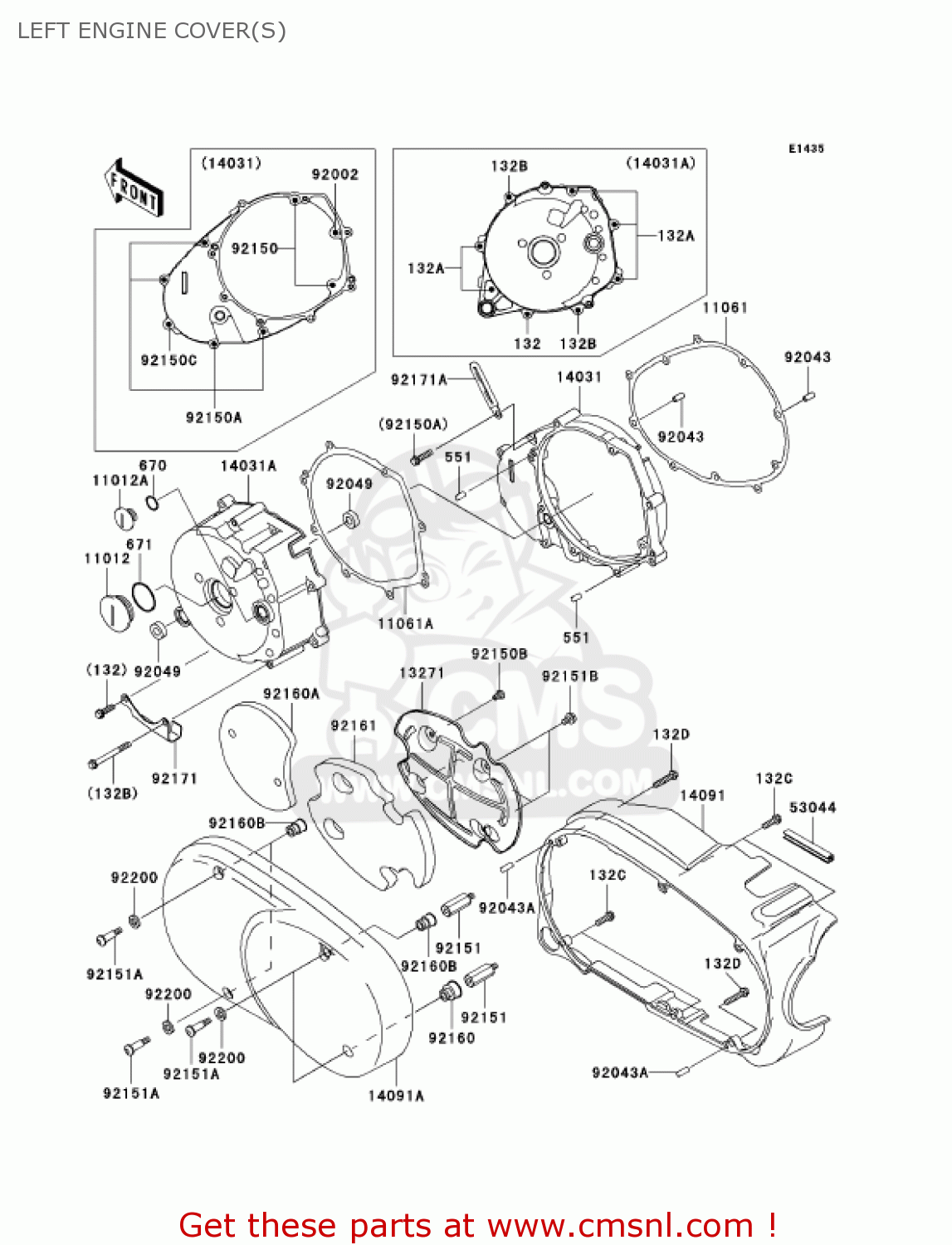 LEFT ENGINE COVER(S) VN1600A7FA VULCAN 1600 CLASSIC 2007 USA CALIFORNIA