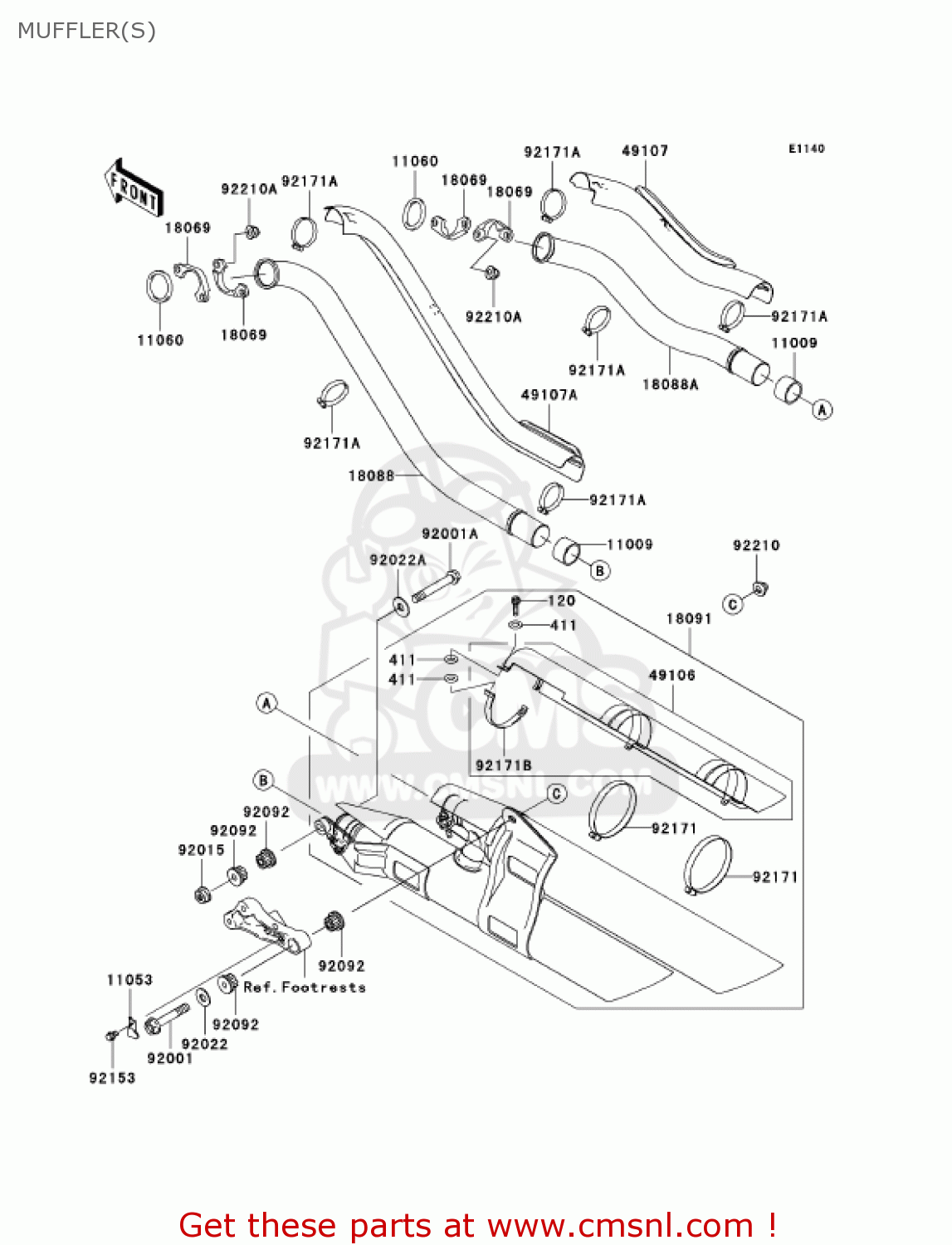 MUFFLER(S) VN1600A7FA VULCAN 1600 CLASSIC 2007 USA CALIFORNIA